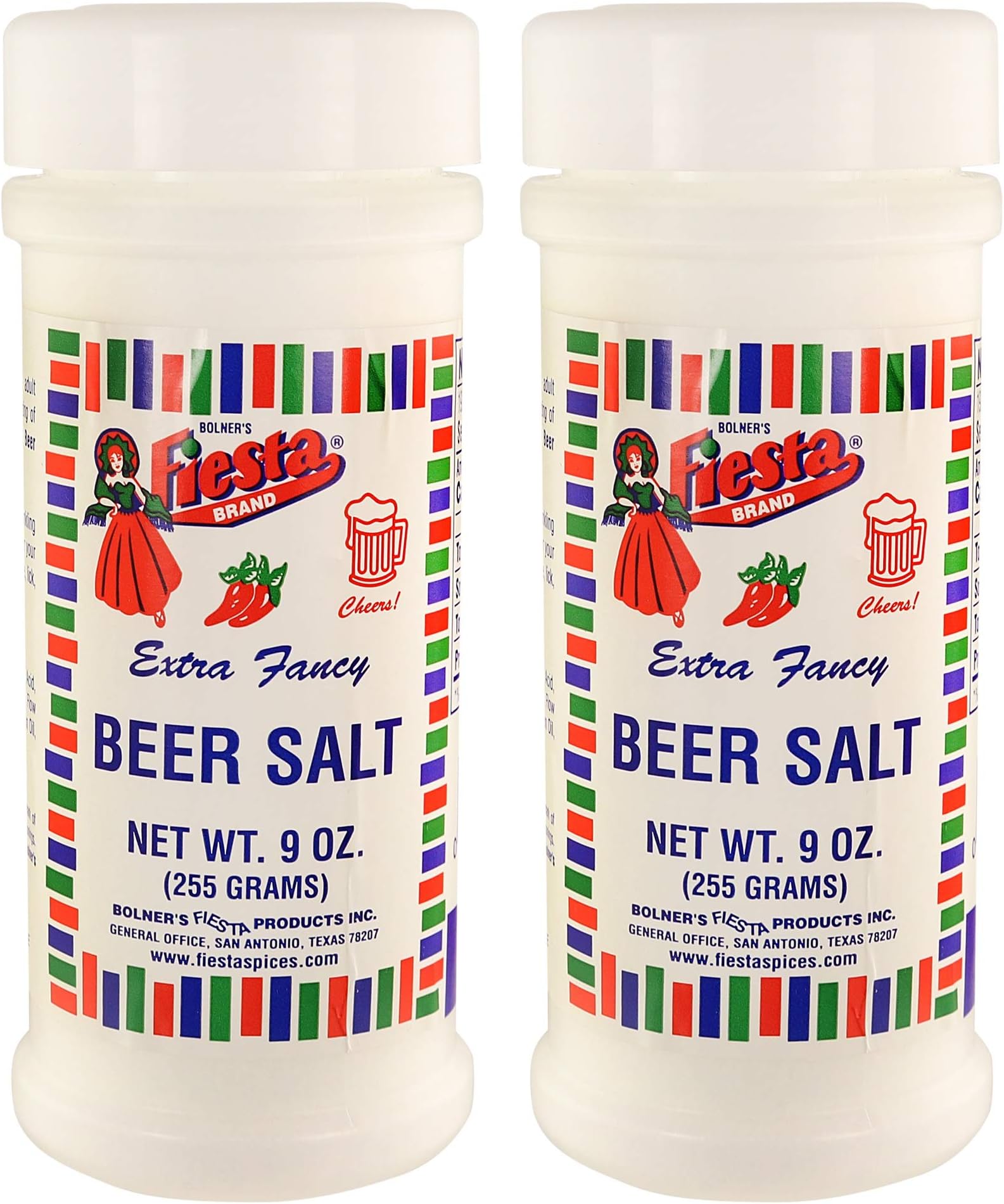 Bolner's Fiesta Brand Extra Fancy Beer Salt and Rimming Salt, 9 Ounce Shaker (Pack of 2, No MSG)