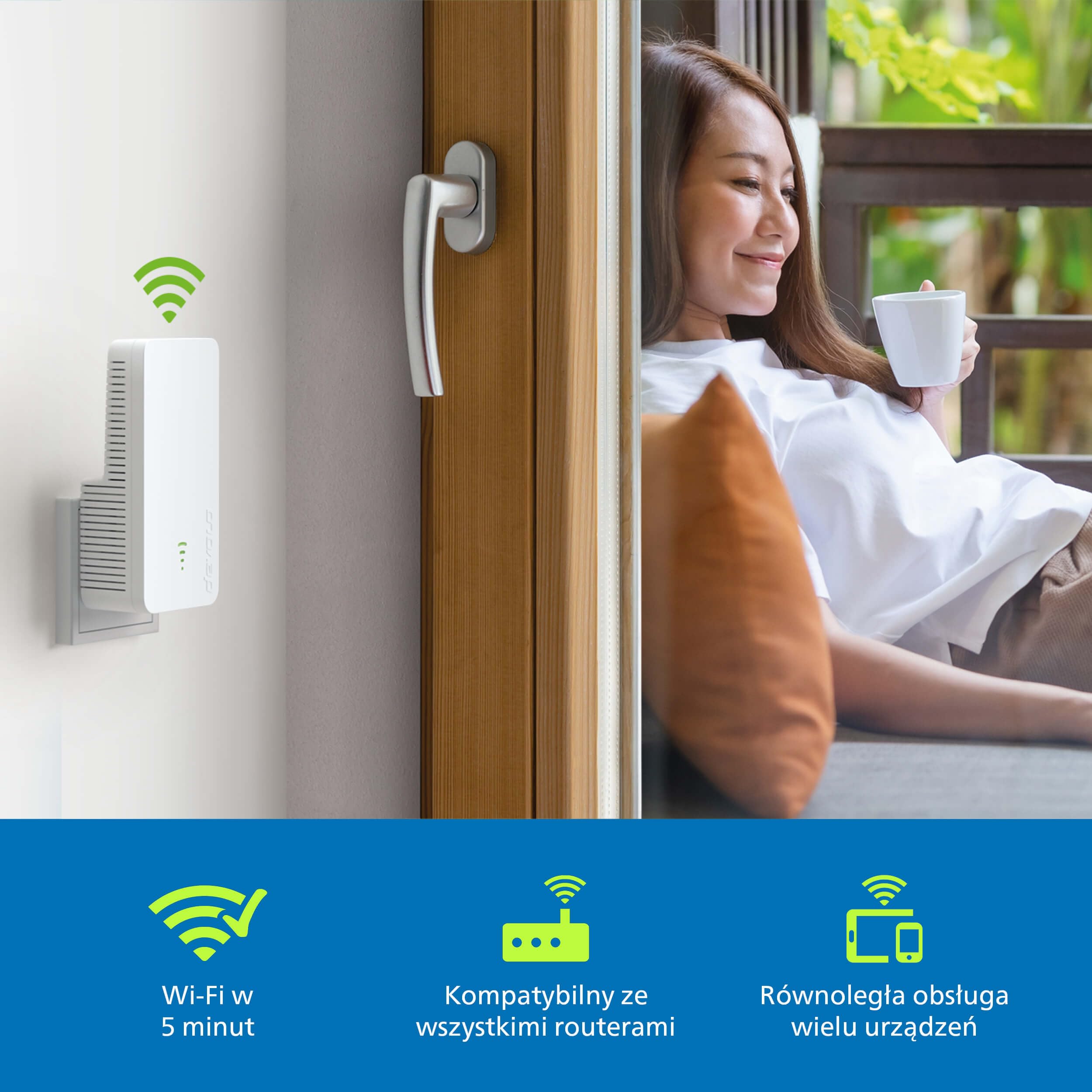 devolo WiFi 6 Repeater 3000, repeater Wi-Fi, do 3 000 Mbit/s, wzmacniacz Mesh Wi-Fi, punkt dostępowy, extender Wi-Fi, 1x port Gigabit LAN, biały