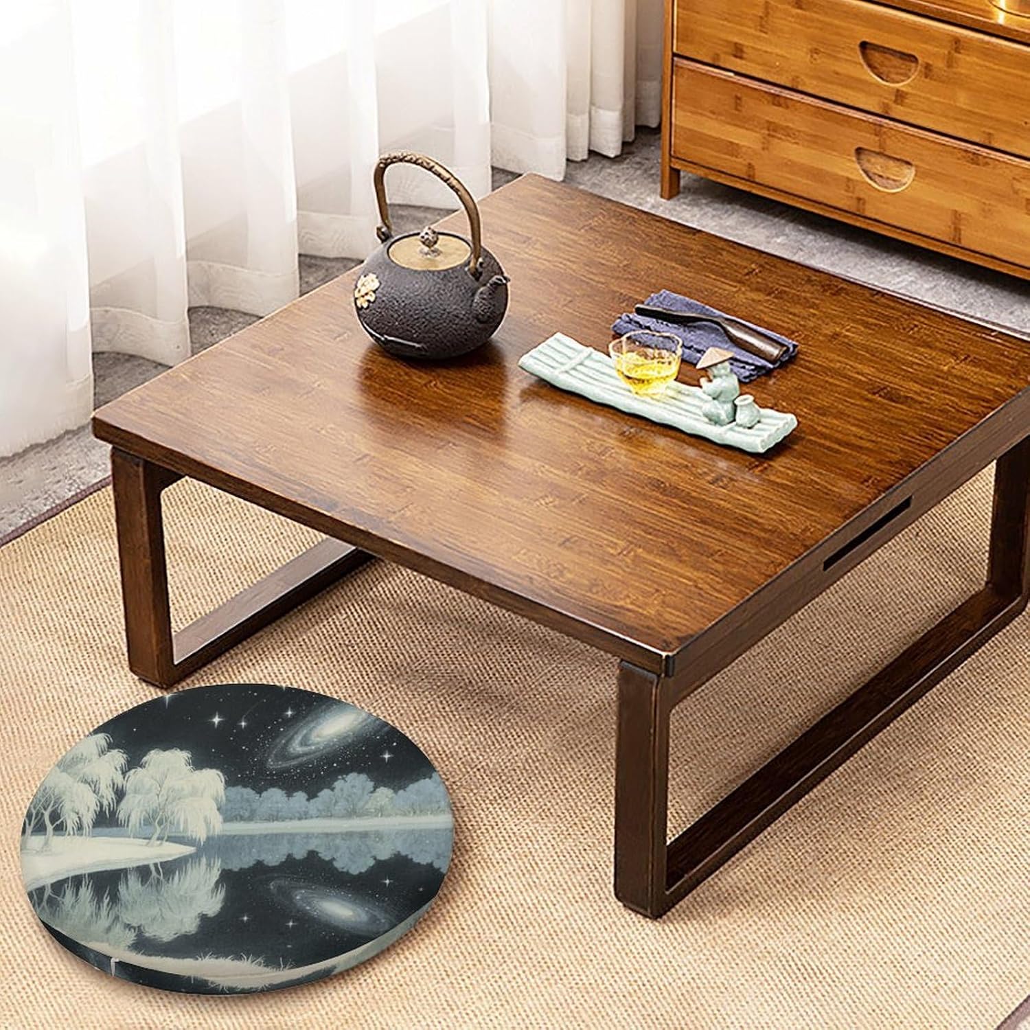 Galaxy Starry Night Round Cushion Memory Foam Seat Cushions 15In Comfort Meditation Floor Pillow Anti Slip Soft Stool Cushion Chair Pad for Tatami Living Room Yoga