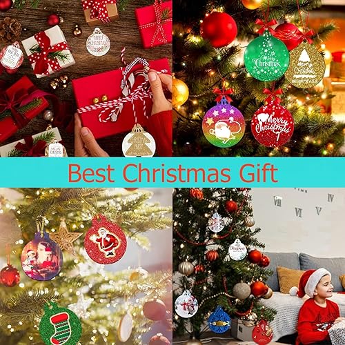 Miniatura 5 de Paquete de 6 moldes de resina de Navidad, árboles de Navidad redondos con forma de copos de nieve, moldes de silicona para decoración de joyas,