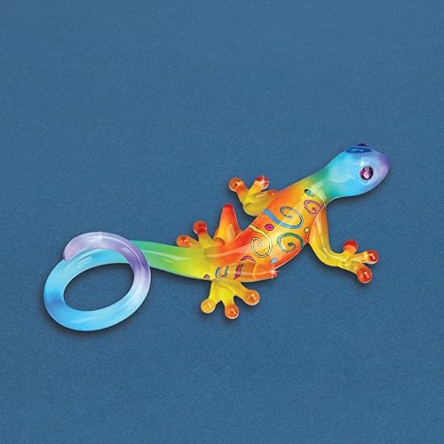 Miniatura 2 de Glass Baron Kona Gecko - Figura de cristal, soplada a mano y esculpida con vidrio aerógrafo y cristales austriacos, adorno coleccionable para