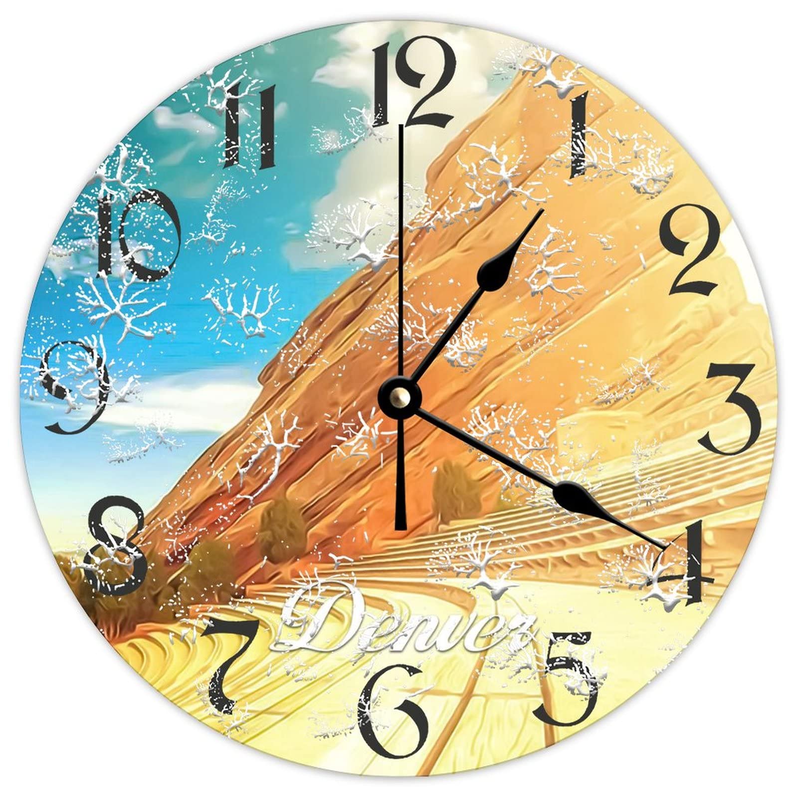 Horloge murale Denver City en bois pour éliminer le bruit du tic-tac