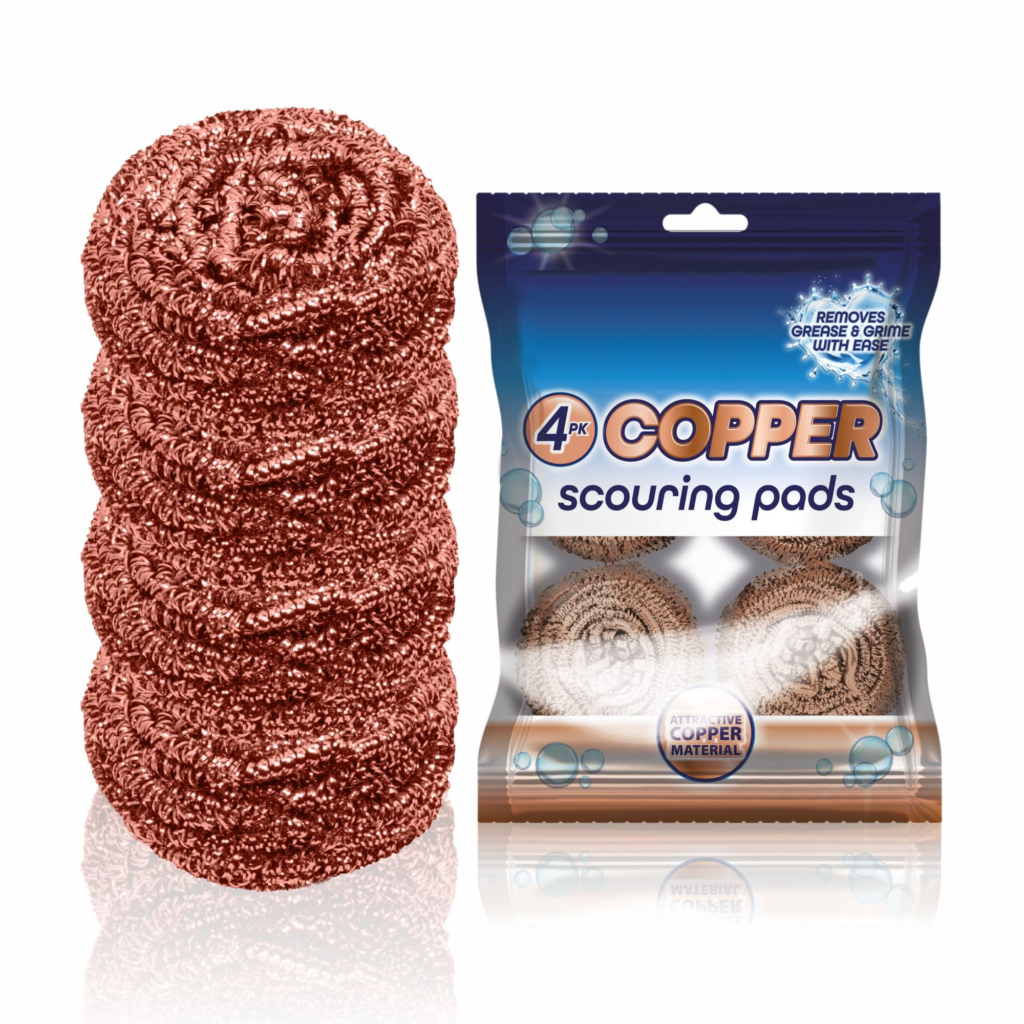 LORD C Copper Coated Scourer Stain Removing Cheap Kitchen Scourers For Uncoated Cookware Removes Tough Grease Wire Wool Pot Pan Scouring Pad Spiral Dish Cleaning Galvanized Mesh Steel Scrubbers (4)