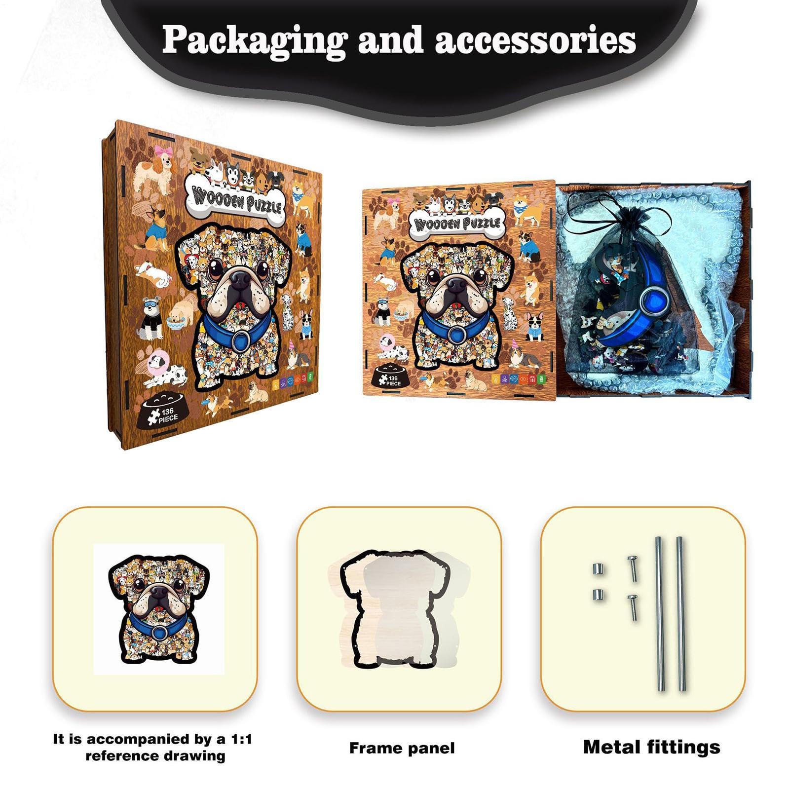 Coffret Puzzle Chien en Bois Décoratif et Précis
