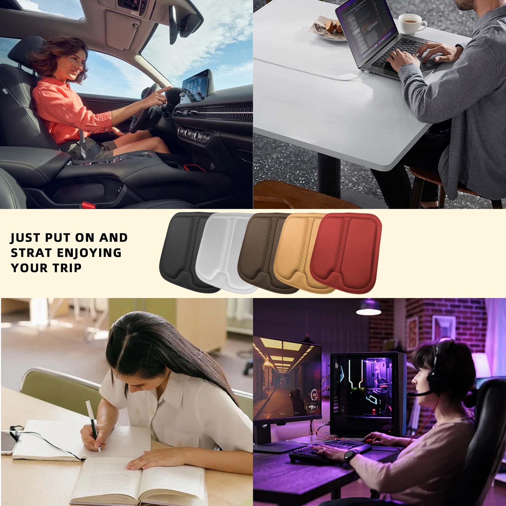 Cojín de Asiento de Automóvil Memoria Nappa Cuero Protector de Asiento Múltiple Diseño Ergonómico Espuma de Memoria Brown,1pcs