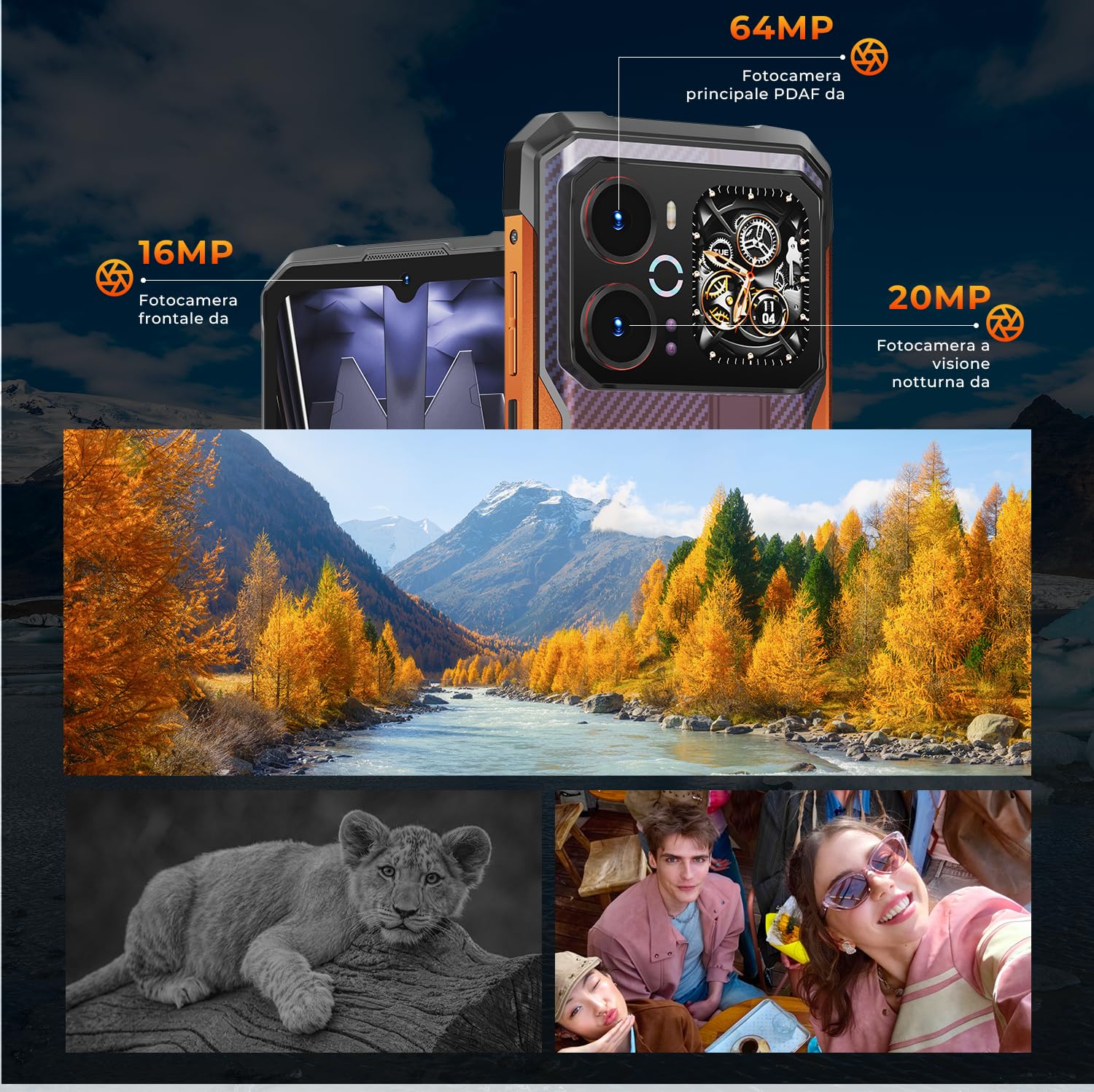 HOTWAV Cyber 18 Android 16 Rugged Smartphone 6.75" Cellulare Robusto | 20GB+256GB Telefono Indistruttibile 6200mAh 64MP+16MP, Gemini AI, NFC/Face ID/OTG/GPS/Dual SIM 4G
