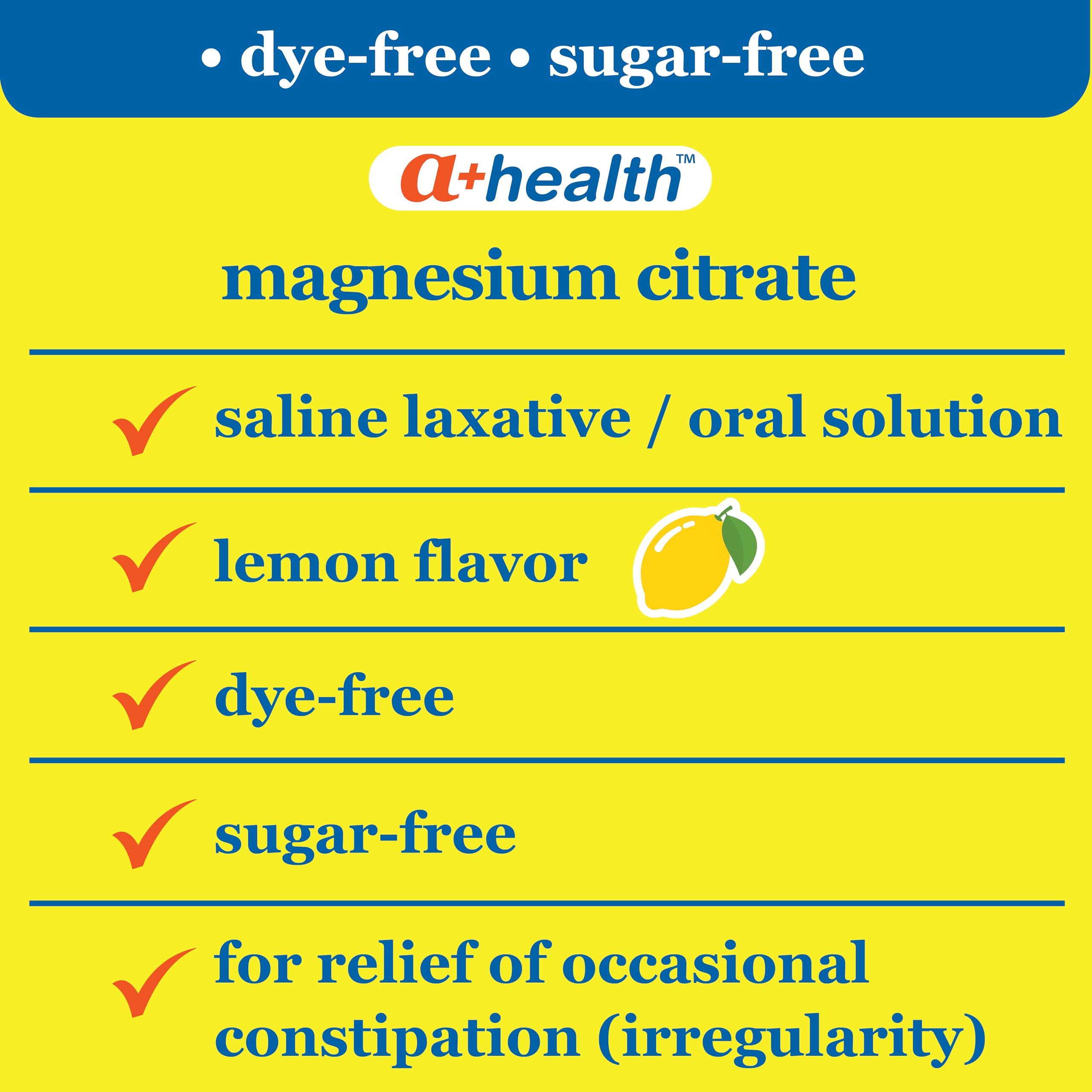 A+Health Magnesium Citrate Oral Solution, Saline Laxative, Lemon 10 Fl Oz — Amazon image 2