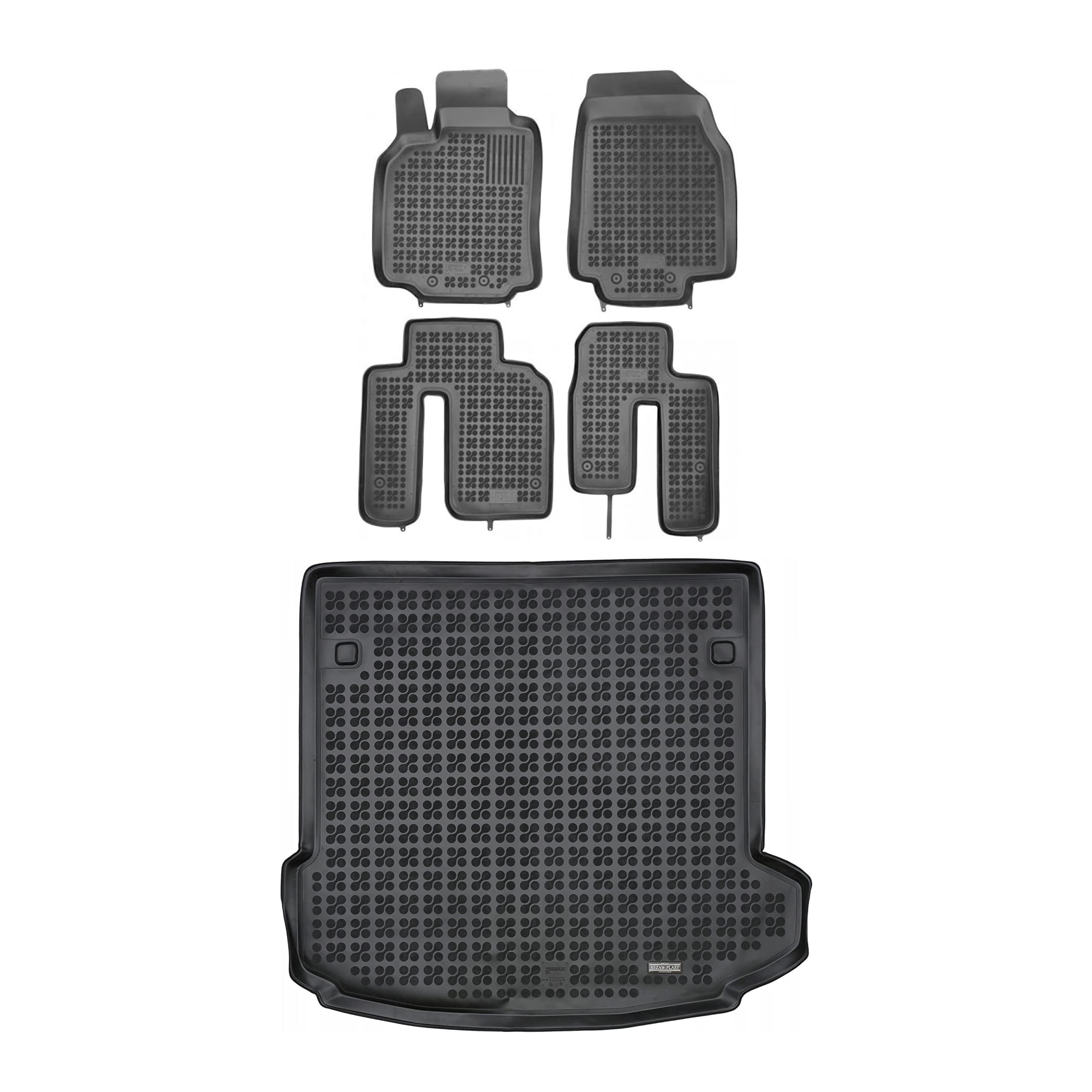 REZAW-PLAST Floor Liners Compatible with 2007-2015 Mazda CX9 Floor Mats & Cargo Liner Tailored All Season Custom Fit Waterproof Automotive Floor Mats SUV Accessories Black