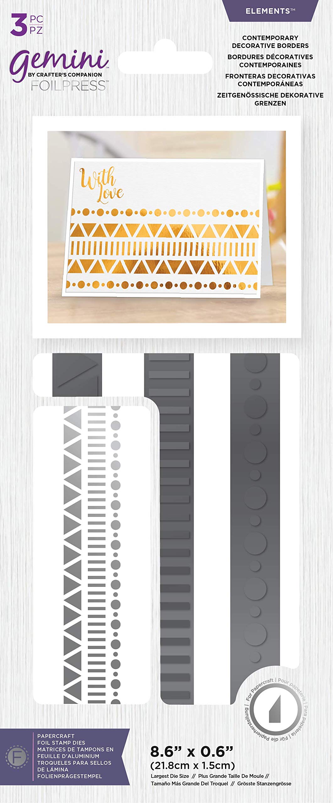 Crafter's Companion Gemini Stamp Elements Outline Foil Metal Cutting Die-Contemporary Decorative Borders, Black, One Size