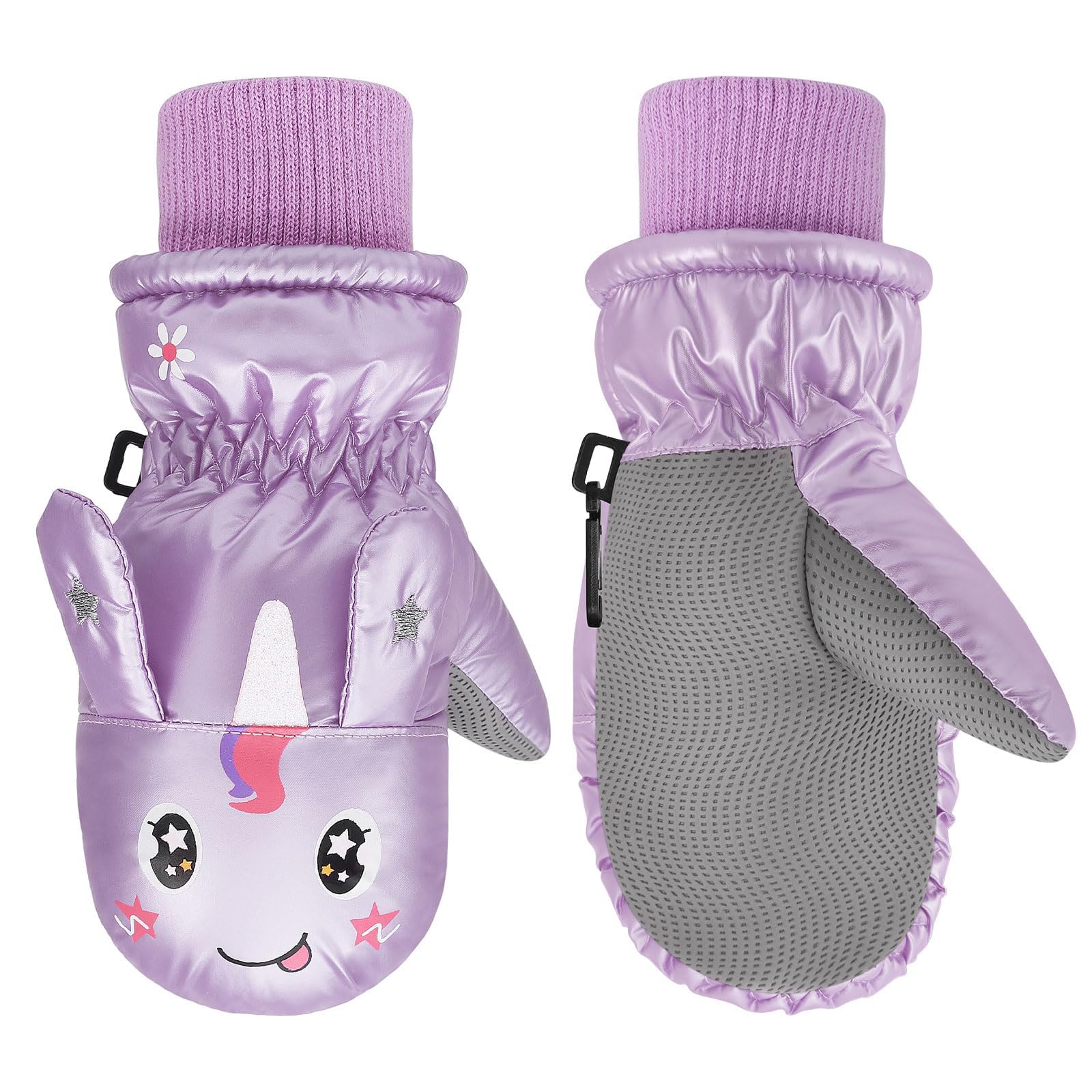 MAKINGTECMAKINGTEC Toddler Mittens Snow Gloves - Warm Coral Fleece Toddler Gloves with Linking Buckles Waterproof Non-Slip Ski Gloves Snow Mitten Outdoor Activities for 5-10 Years Old Kids Boys and Girls (S)