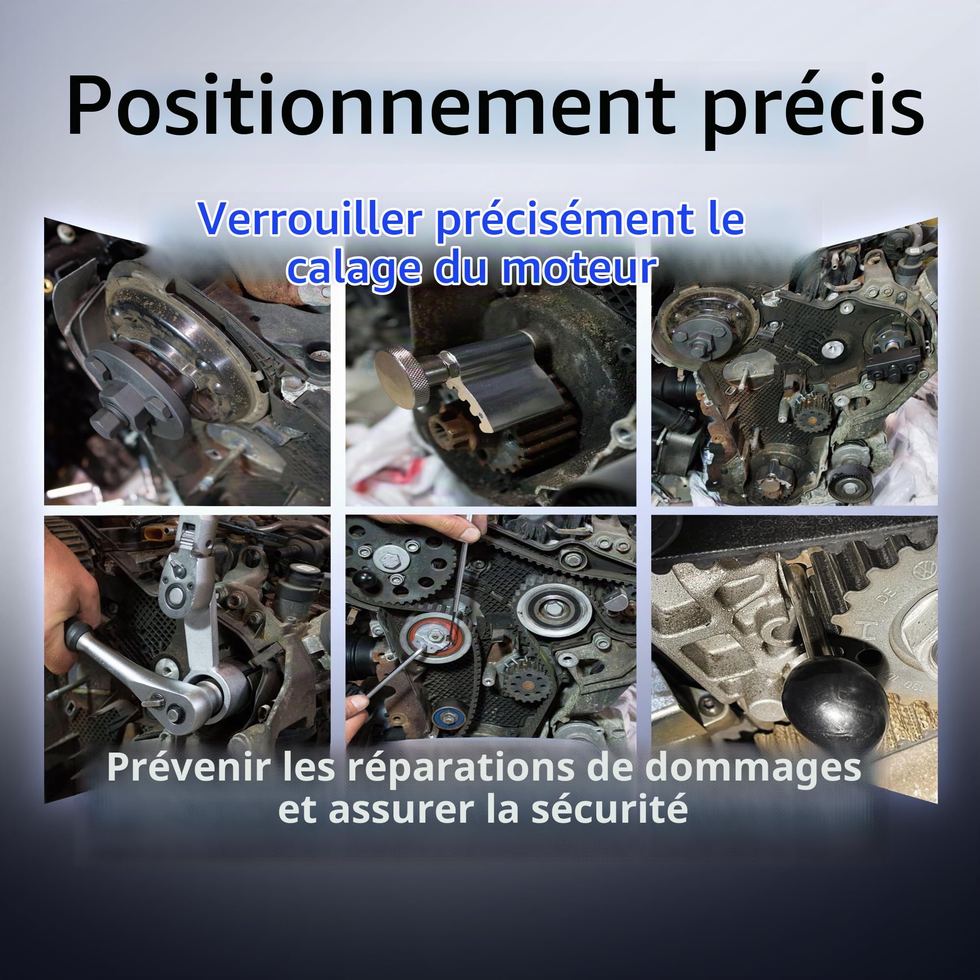 Outil de Réglage du Moteur Kit Calage Distribution Outil de Calage d’Arbre à Came Compatible avec VAG VW Audi Seat Skoda 1.6 2.0 TDI CR T10050 T10100 T10051 T10052 T10255