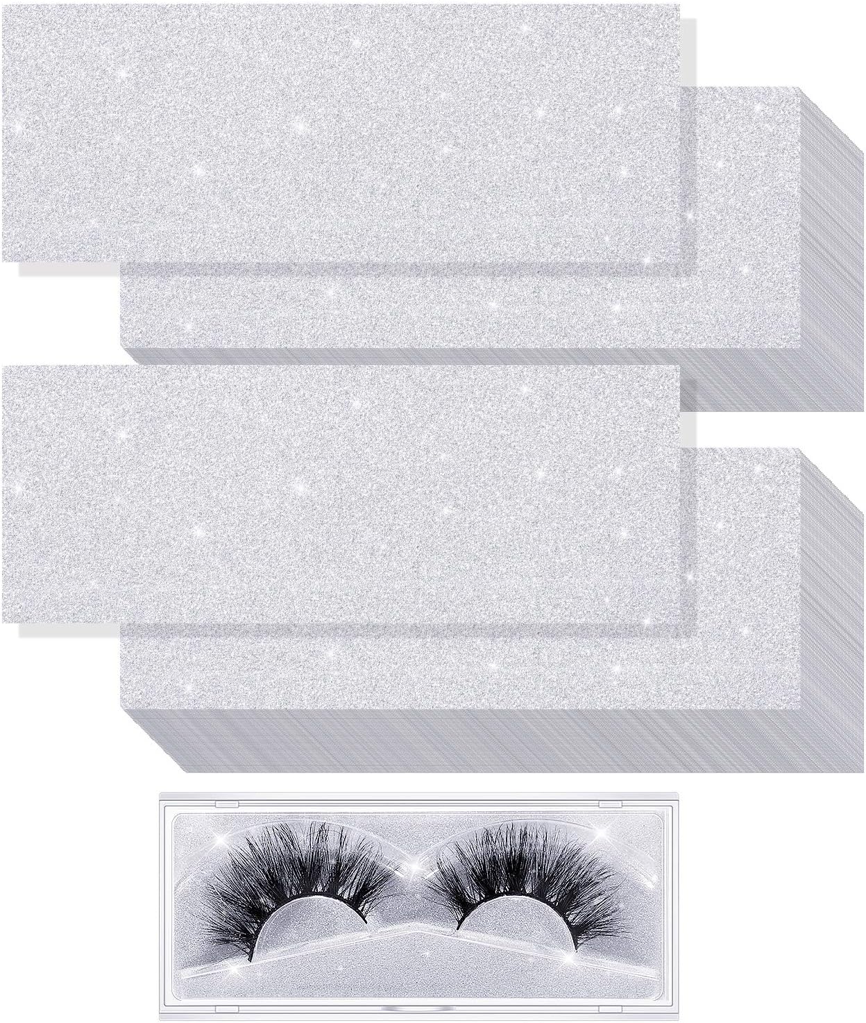 Blulu 50 Pcs Lash Box Internal Glitter Background Paper Rectangle Cardstock for False Eyelashes Storage Case Holder Makeup Cosmetic Container, No Box