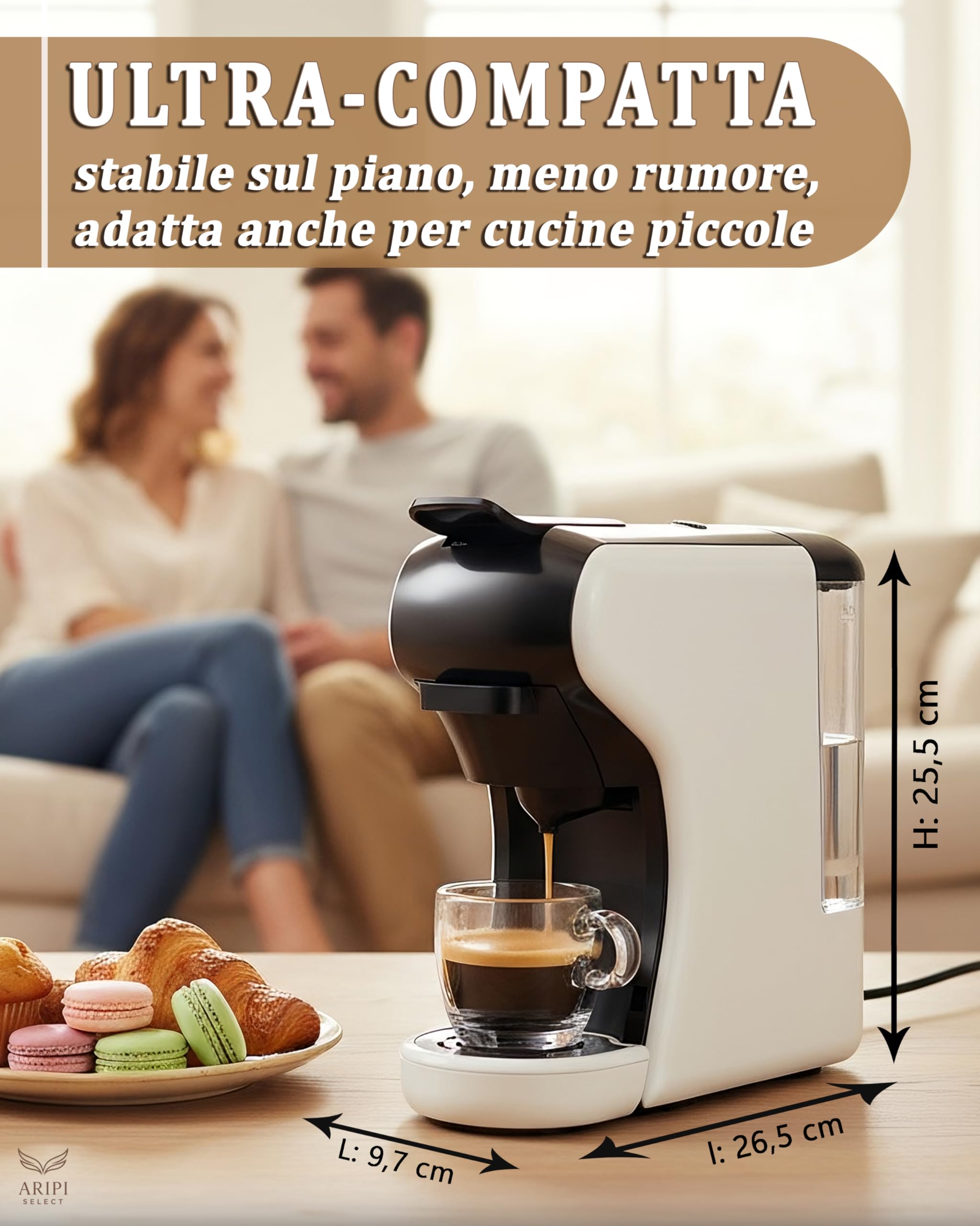 Macchina Caffè CIALDE e CAPSULE 7 in 1 Camry – Compatibile capsule Nespresso, Lavazza A Modo Mio, Dolce Gusto, Caffè Cialde ESE 44, Lavazza Blue, Caffitaly, Caffè Macinato – Kit con 10 Capsule Omaggio