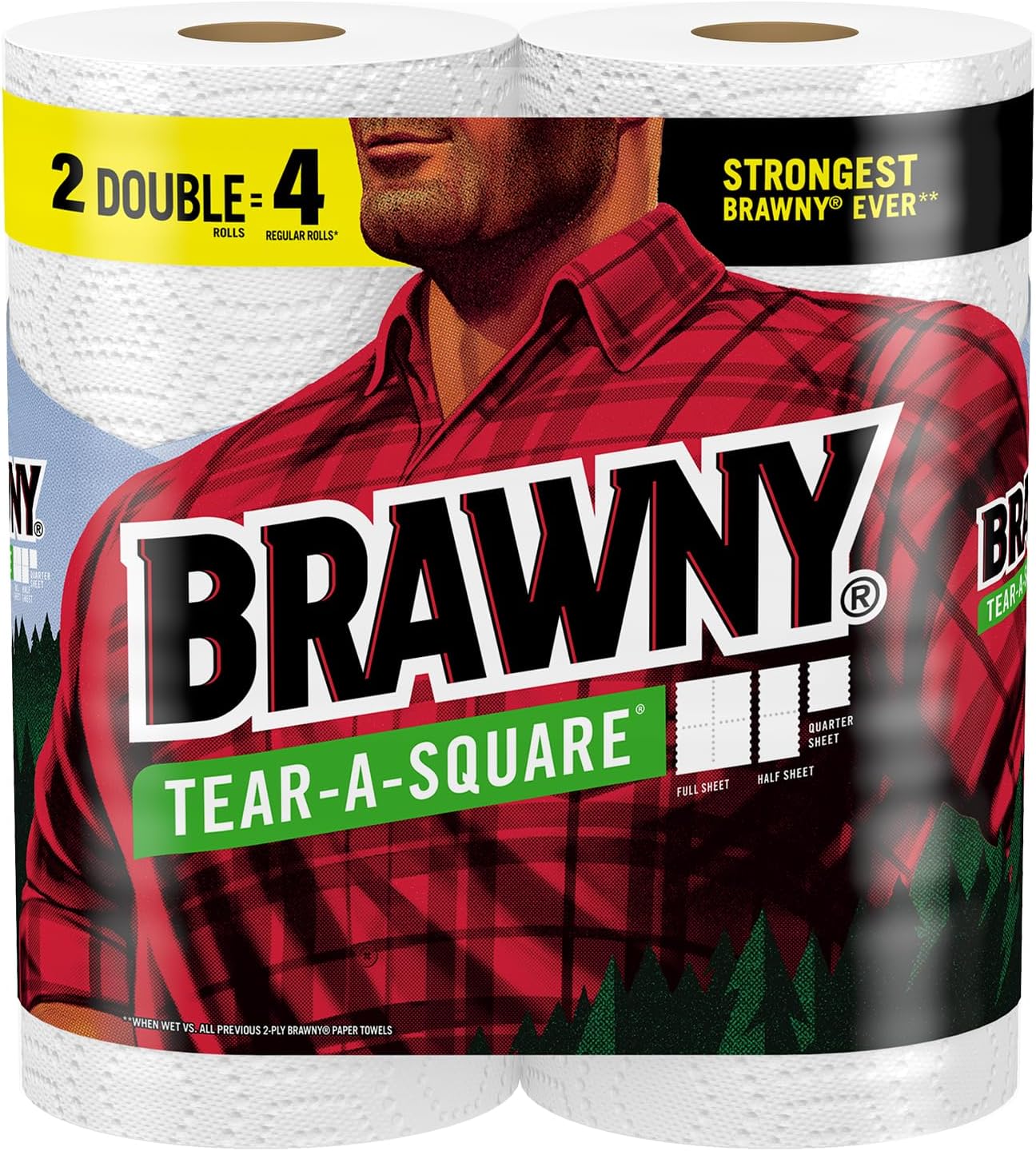 Tear-A-Square® Paper Towels, 2 Double Rolls = 4 Regular Rolls