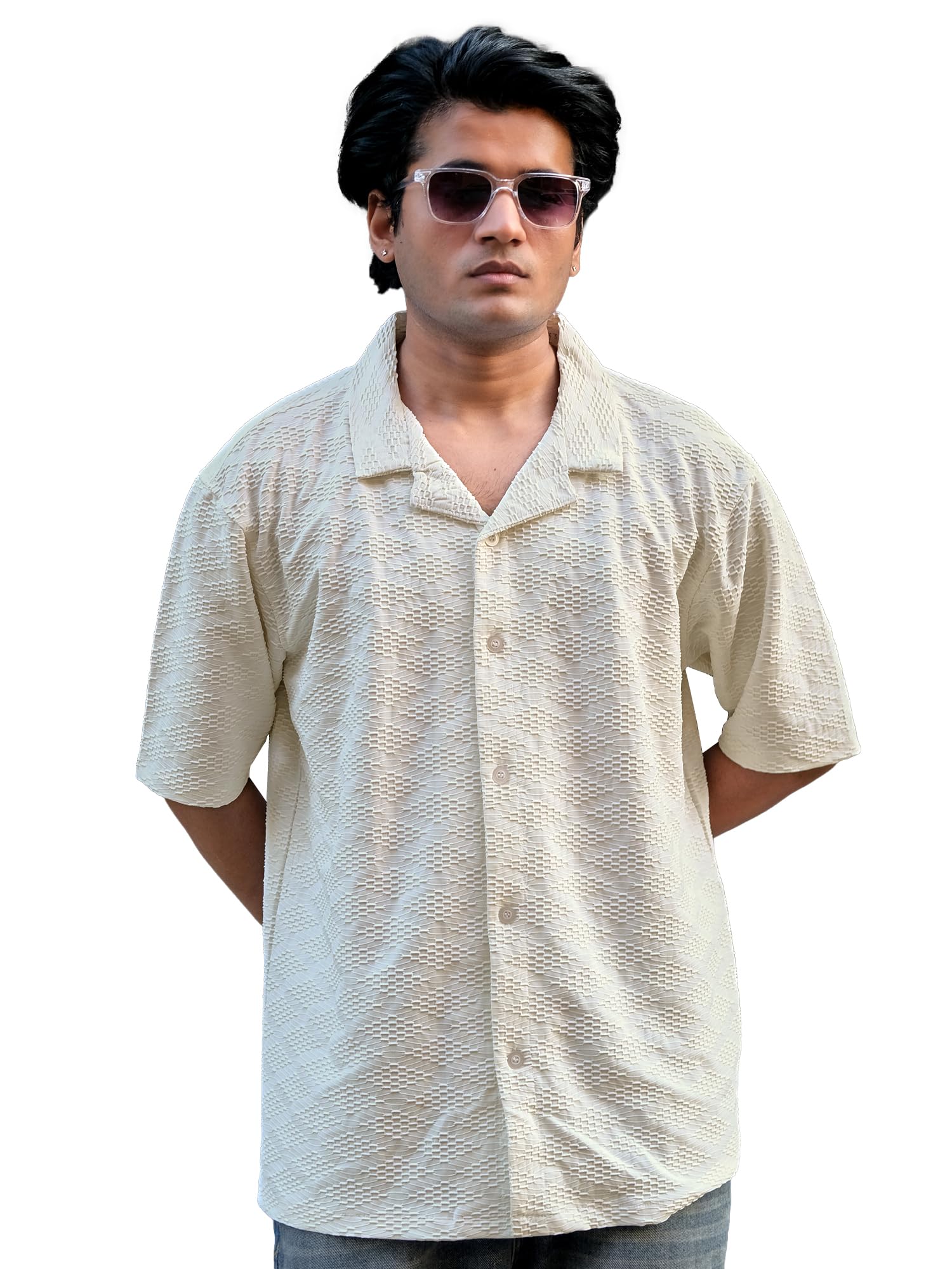 || Mens || Basket Wave Textured || Collared Neck || Half Sleeve || Polyester || Shirt-image-35