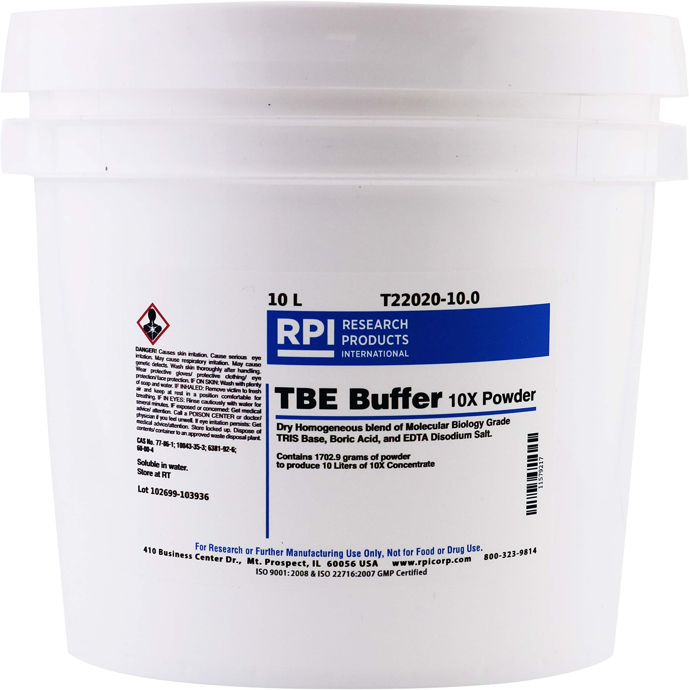 TBE Buffer [TRIS-Borate-EDTA], 10X Powder, 1702.9 Grams of Powder Makes 10 Liters of Solution