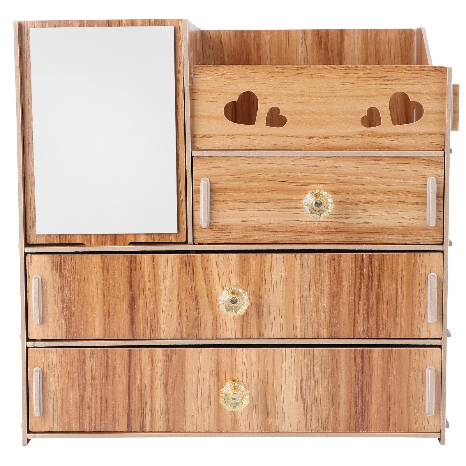 Miroir Boîte de Rangement en Bois pour Cosmétiques de Bureau