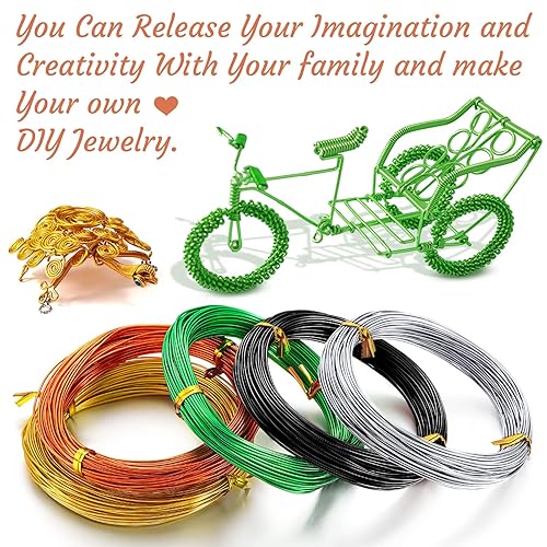 Miniatura 5 de Alambre de aluminio de calibre 18, alambre de metal flexible de 0.039 pulgadas para manualidades, abaloriosalambre floral para hacer joyas,