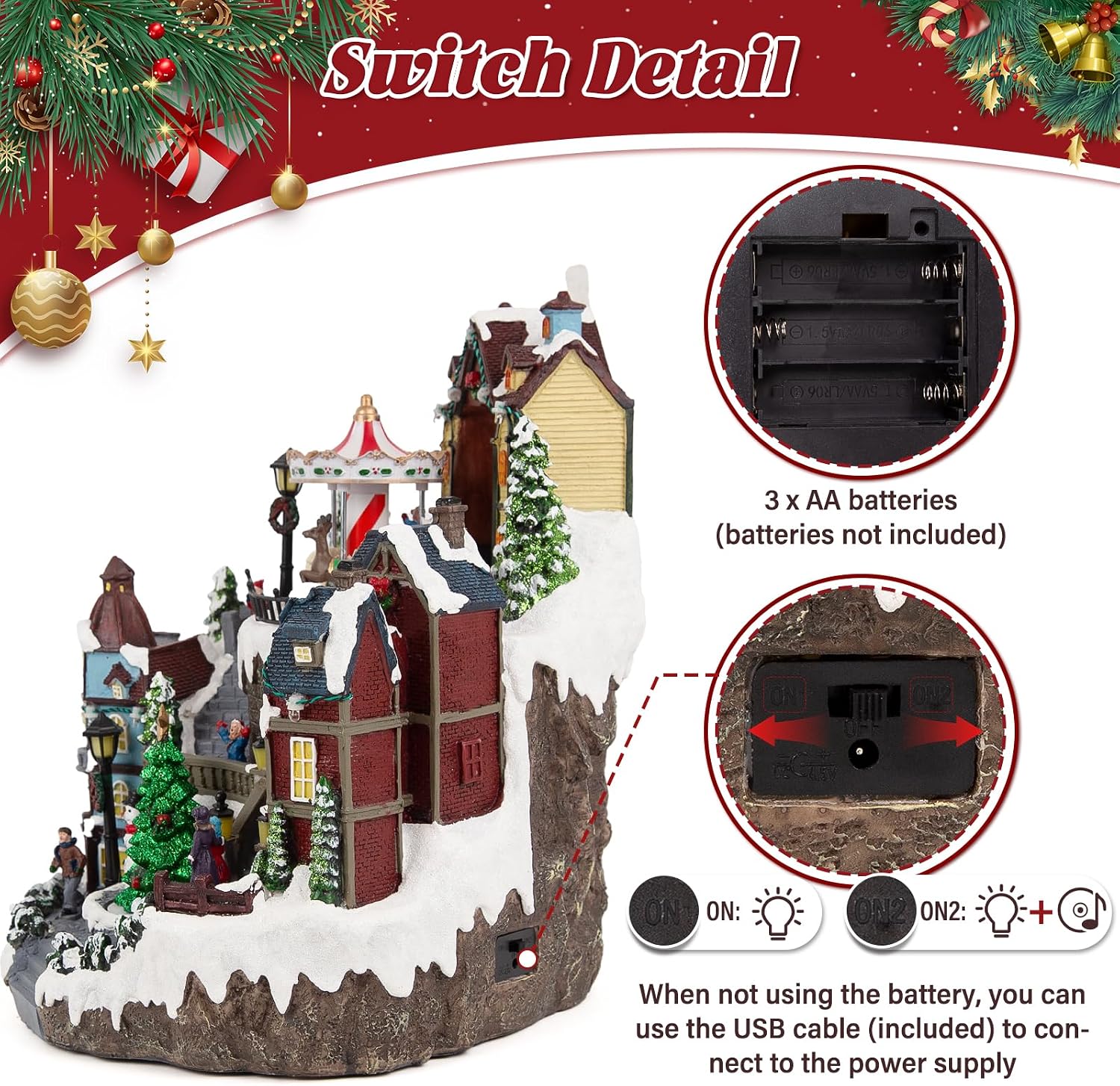 LED Lighted Musical Animated 11.8" Large Christmas Village House