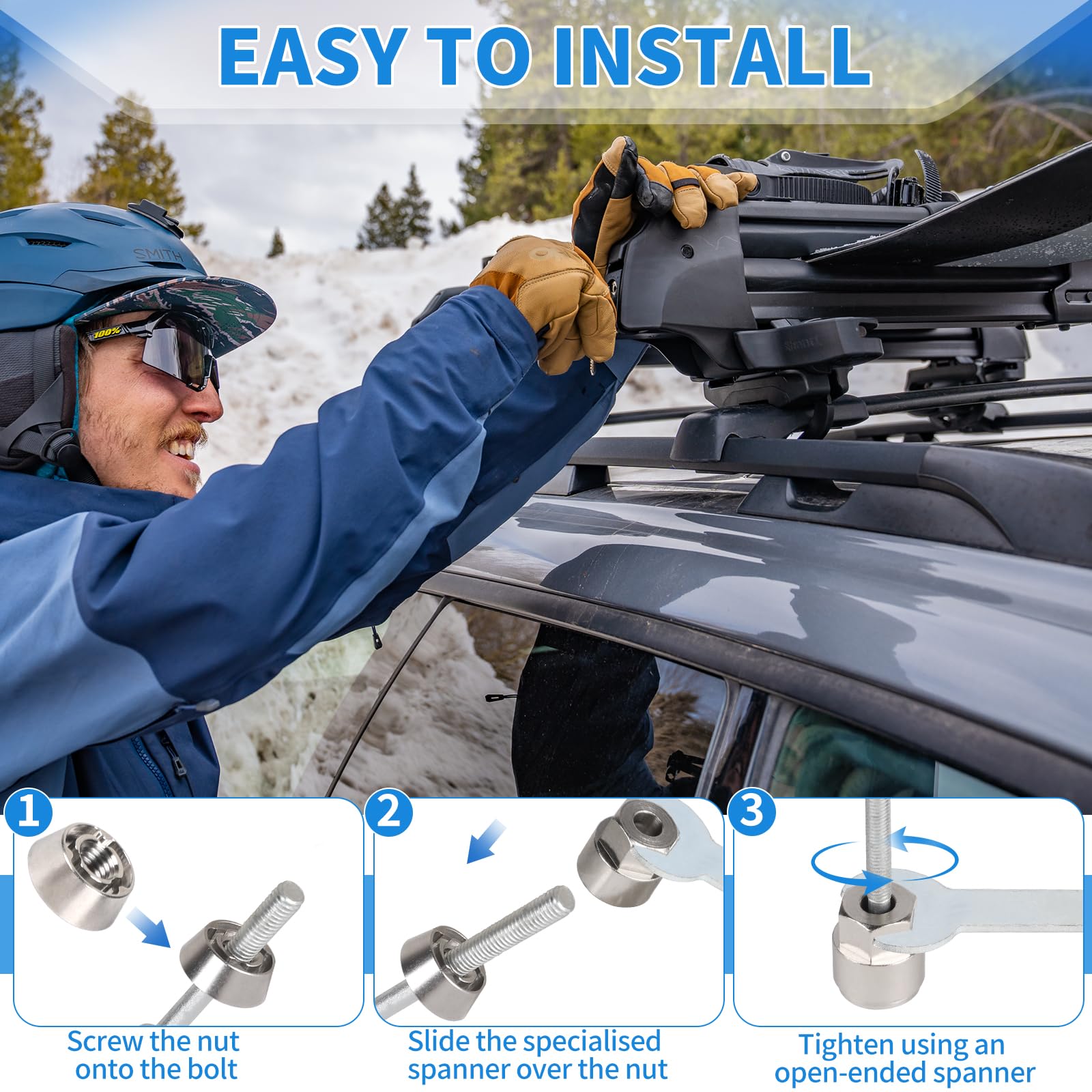 DBREAKS Ecrou Antivol M8, Écrou en Acier Inoxydable - Forme spéciale, Ecrous Antivol de Sécurité pour Tente de Toit, Porte-vélos, Motos, Système Solaire, pour Voiture et Maison, Argent
