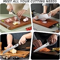 Vista 5 de MDHAND Chef Knife Set with Roll Bag, 10PCS Professional Knife Set with Sharpener, High Carbon Stainless Steel Japanese Kitchen Knives - Black