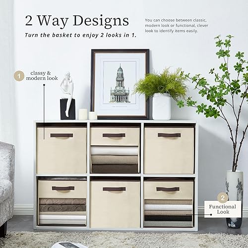 Miniatura 4 de DECOMOMO Kallax - Cestas de almacenamiento para estantes de 13 x 15 x 13 pulgadas con ventana transparente, cubos de almacenamiento para organizar