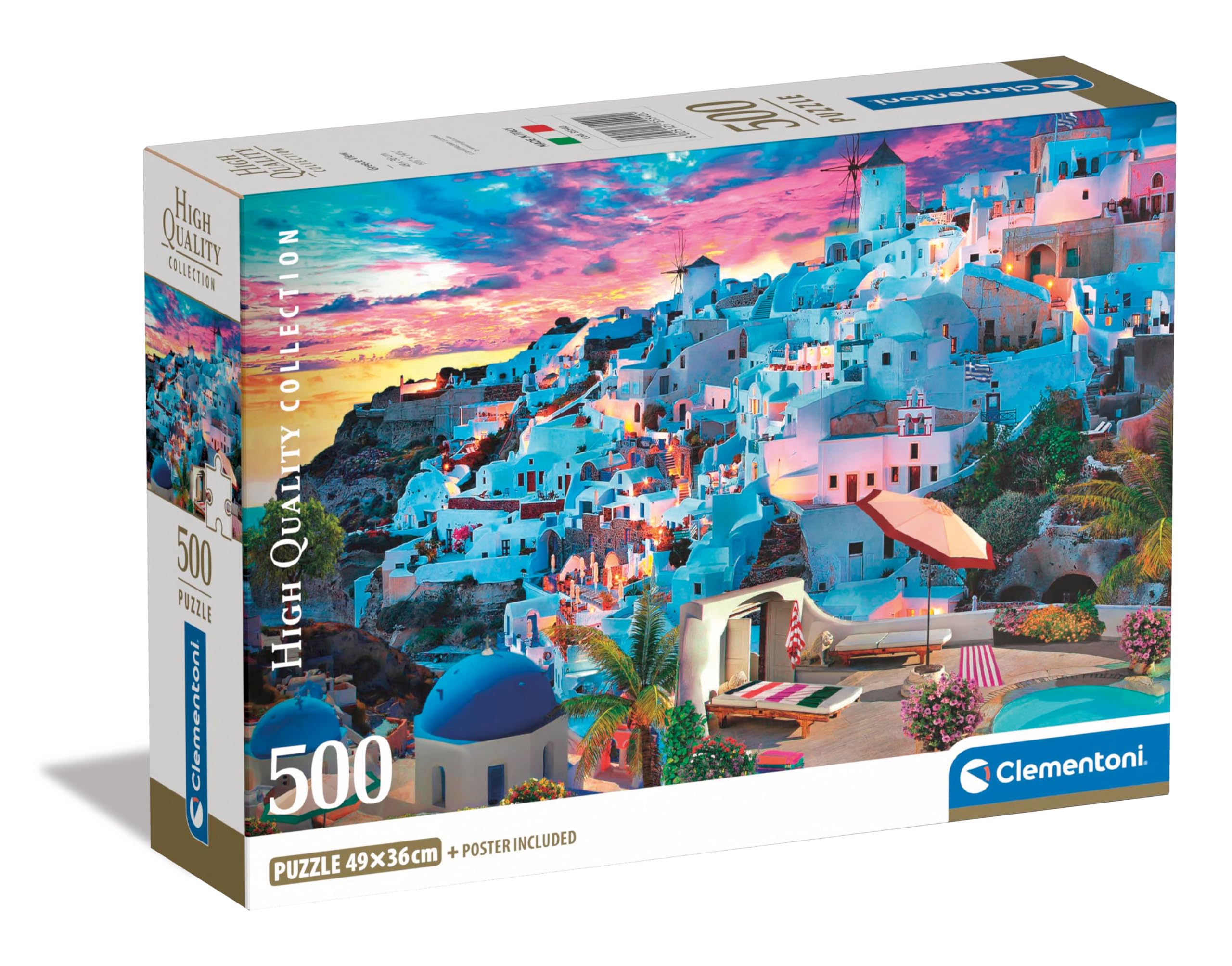Clementoni Collection Greece View-Puzzle De 500 Piezas, Rompecabezas Adultos, Entretenimento, 35540, Multicolor