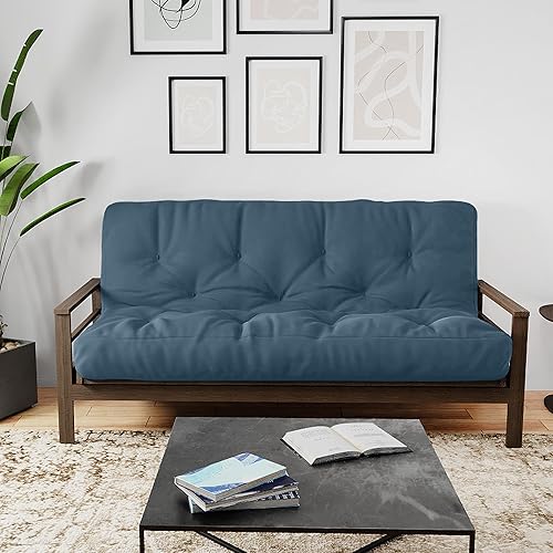 Miniatura 19 de Nuevo reemplazo del colchón del futón con cubierta lisa, bobina con bolsillos, espuma viscoelástica/resortes internos, Algodón, Marino Azul