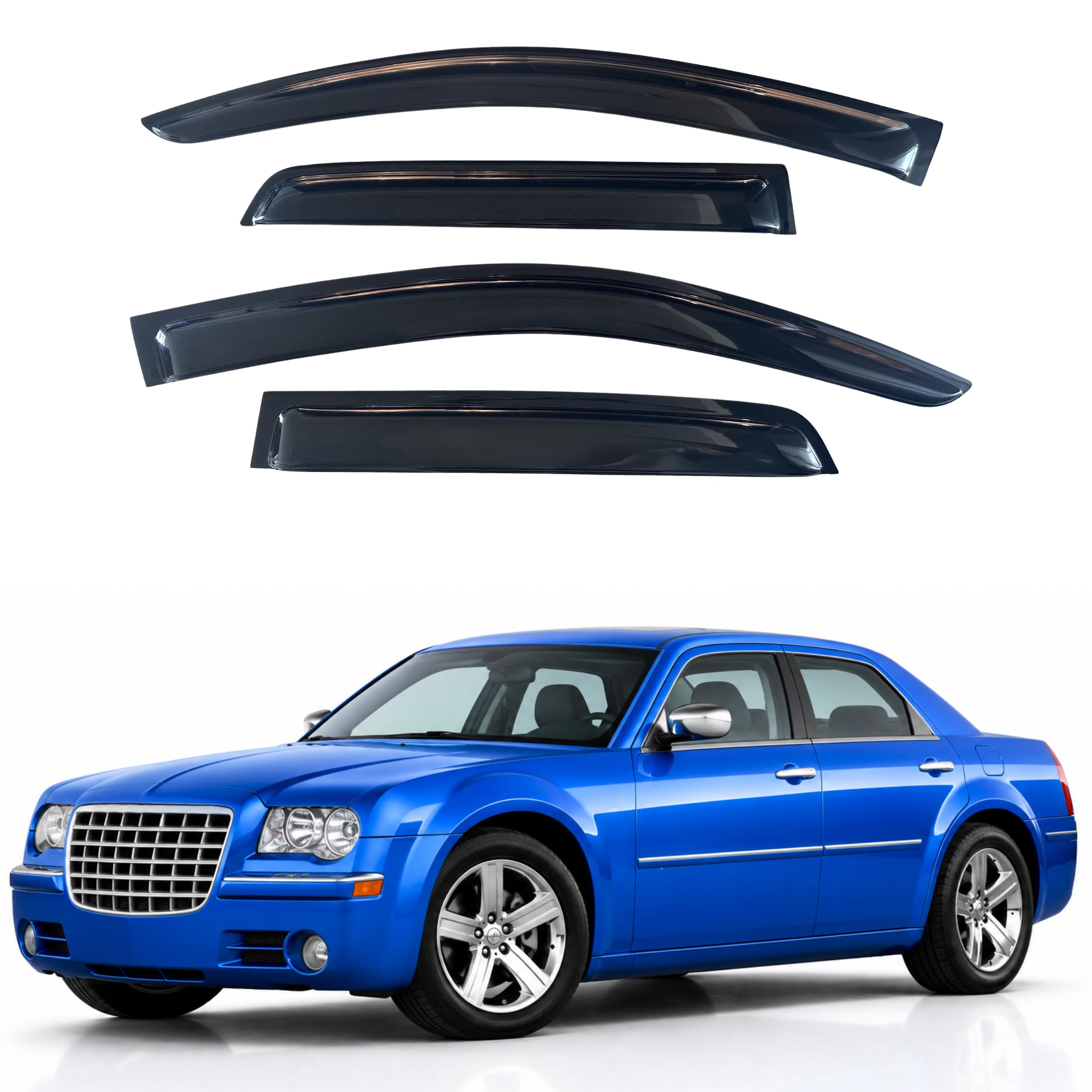 IG Window Visors Fit for 2005-2010 Chrysler 300, Out-Channel Rain Guards Vent Wind Deflectors 4PC, Car Accessories for 05-08 Dodge Magnum