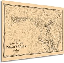 HISTORIX Vintage 1841 Maryland State Map - 18x24 Inch Art Print for Wall Decor