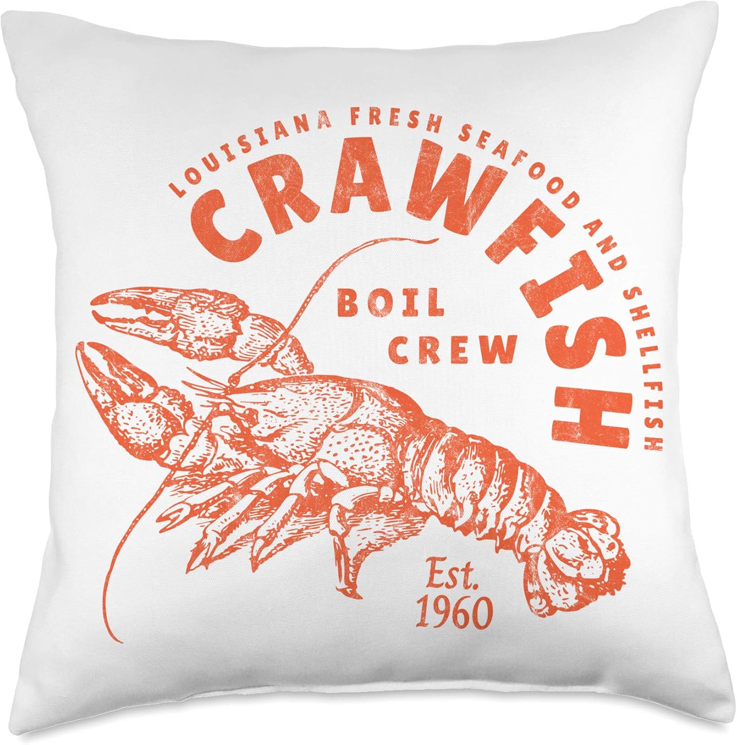 Crawfish Crew Retro Louisiana Cajun Seafood Gift Throw Pillow