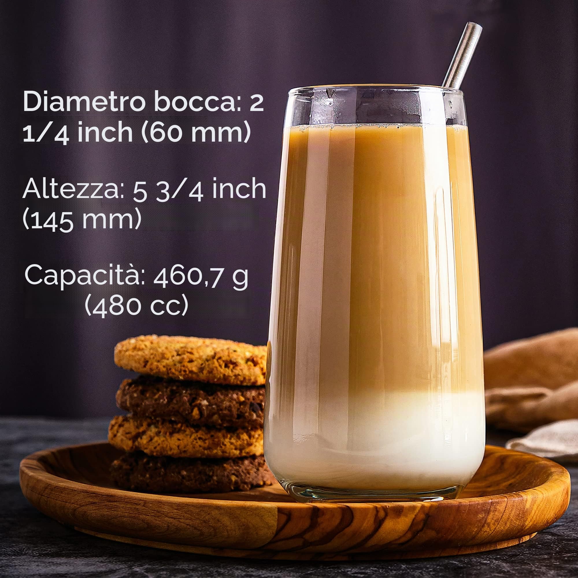CRYSTALIA Bicchieri Alti, Bicchiere Long Drink Set 6, 480ml 100% SENZA PIOMBO Bicchieri Cocktail Particolari, Bicchieri Acqua Vetro Moderni, Bicchieri Tumbler Grandi Bicchieri da Birra, Bichiere Succo