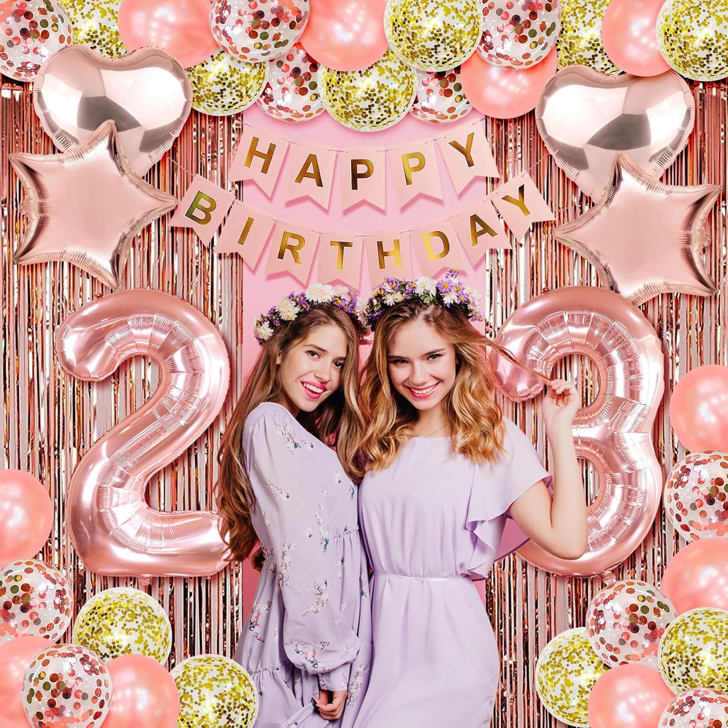 Rose Gold 23rd Birthday Party Decor - Happy 23rd Birthday Decorations for Women & Girls - Image 7