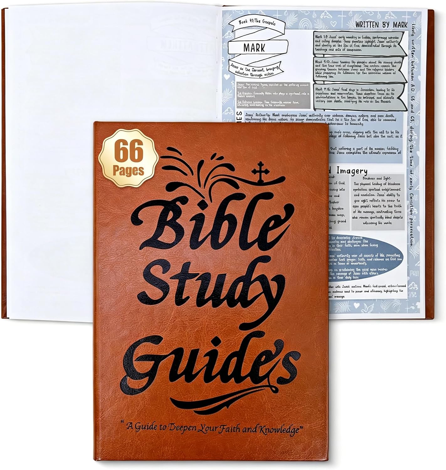 66-Page Bible Study Guides and Devotional Journal, Daily Scripture Quotes, Prayer Prompts, Cross-References, Reflection Guides
