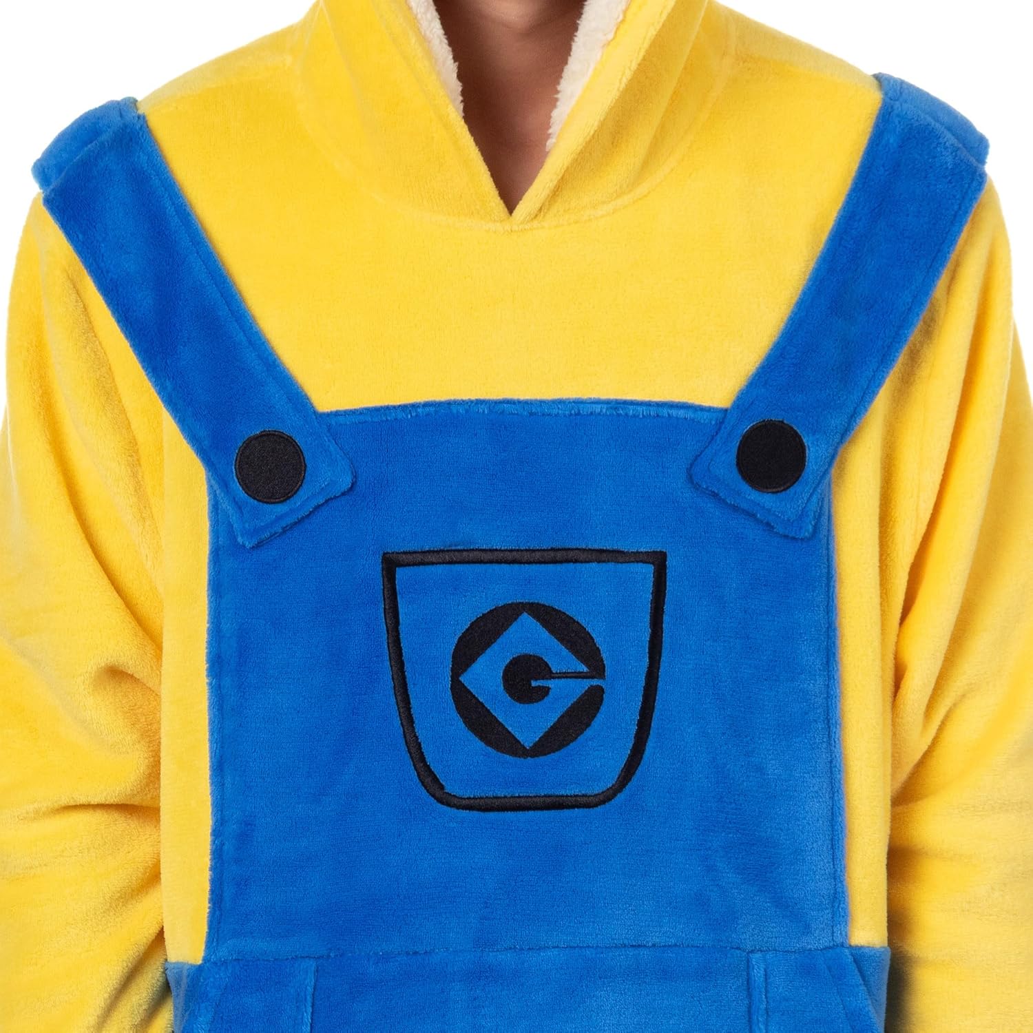 INTIMO Minions Costume Adult Fleece Oversized Blanket Hoodie Sleeper Pullover Pajama Loungewear