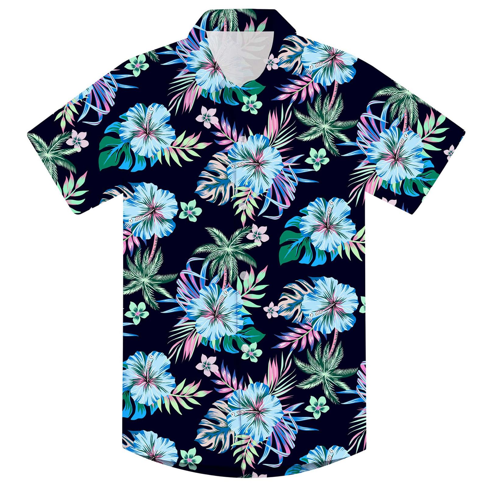 Boys Hawaiian Floral Aloha Print Shirt Button Down Dress Shirt for 7-14 Years - 1