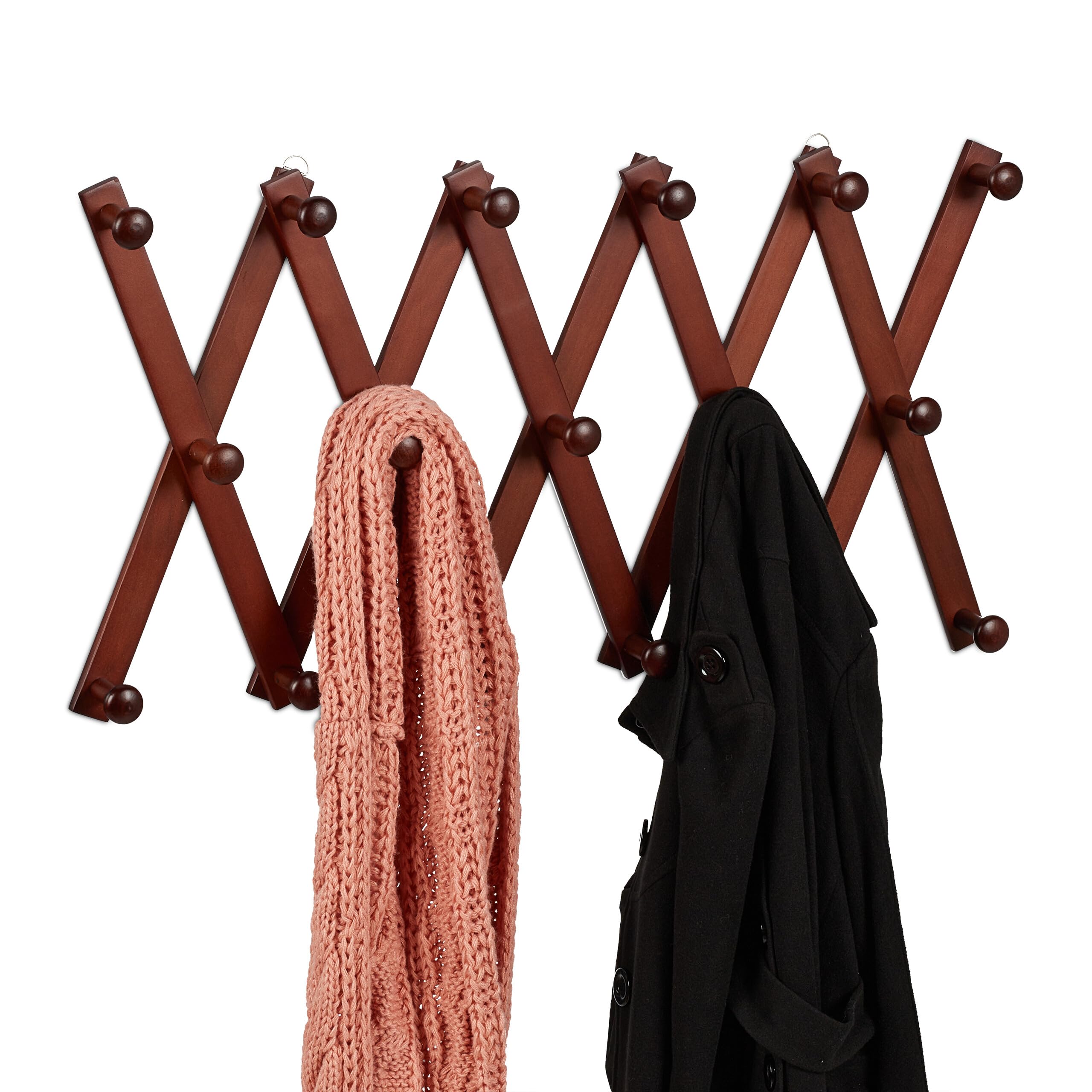 Support pliable patères en bois marron de qualité pour vestes et manteaux