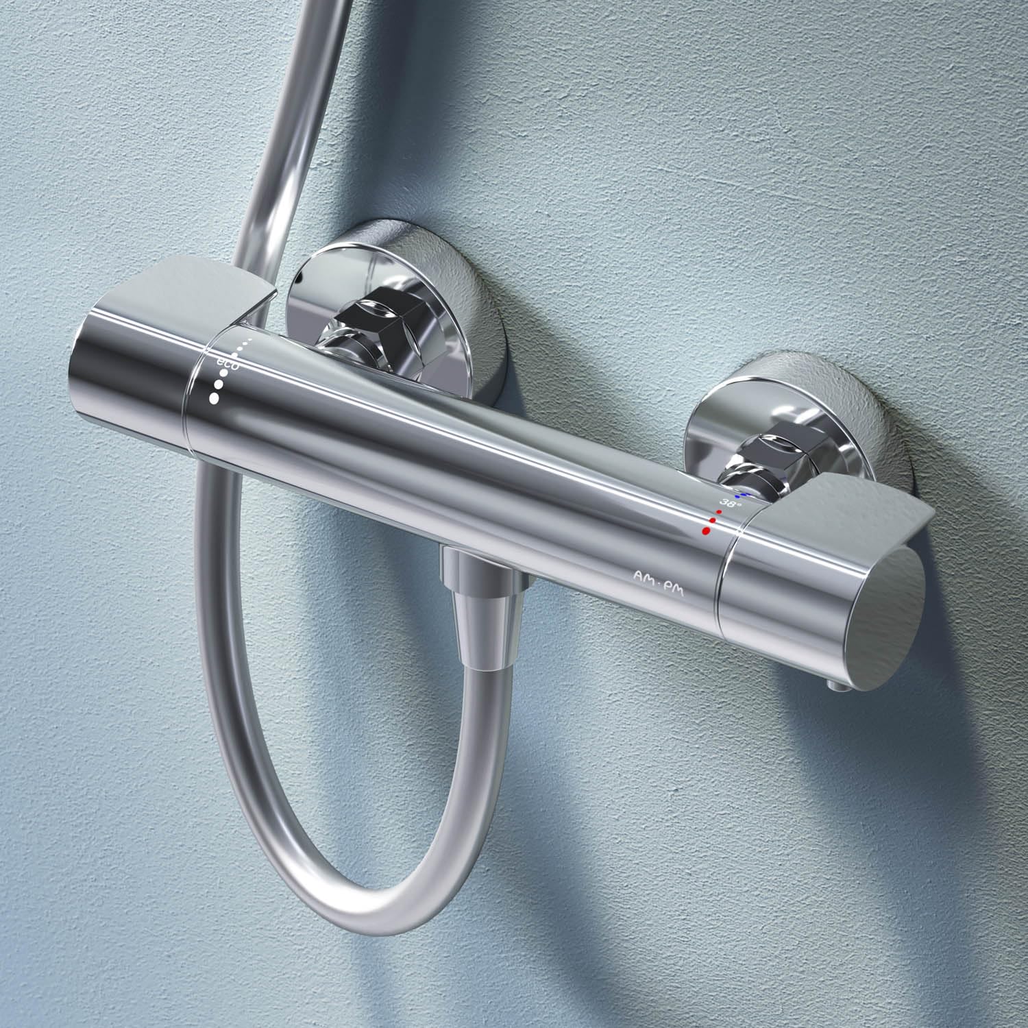 AM.PM X-Joy FXA40000 - Grifo de ducha termostático, termostato de ducha, termostato de ducha, grifo termostático, grifo mezclador de ducha con antiquemaduras a 38 ℃, cromado