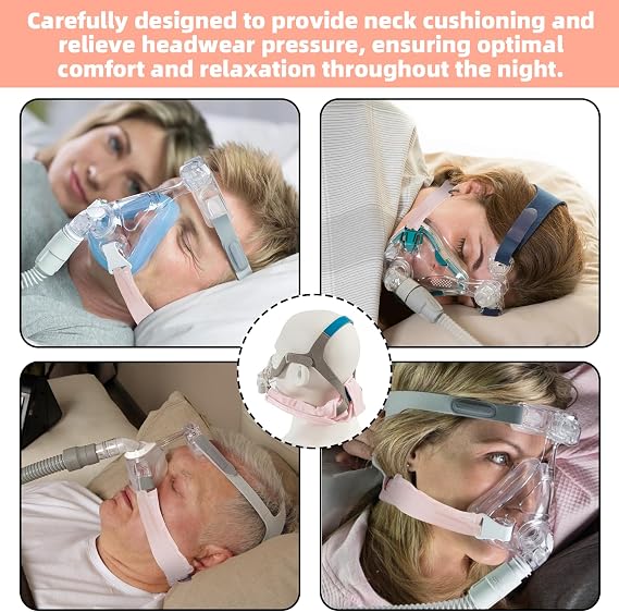 Satin CPAP Neck Pad, CPAP Headgear Strap Covers, CPAP Strap Cushions, Mask Strap Padded Accessories, Comfort Cover for Full Face Breathable Cushion Reduces Headgear Pressure and Cheek Red Marks