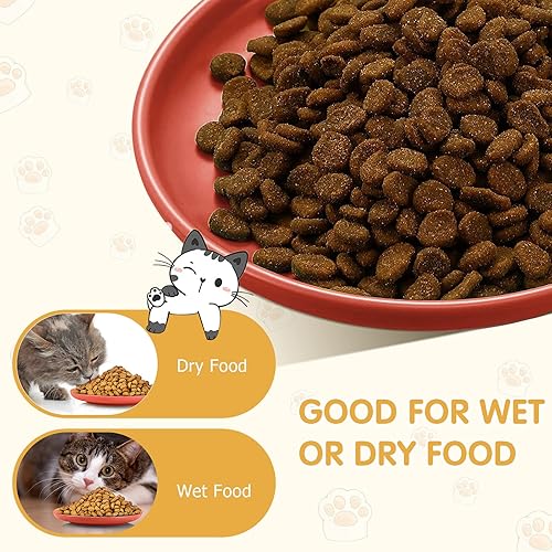 Miniatura 4 de kymqlyw 4 cuencos para aliviar la fatiga con bigotes para gatos, plato de comida poco profunda para gatos de 6 pulgadas, cuencos de alimentación