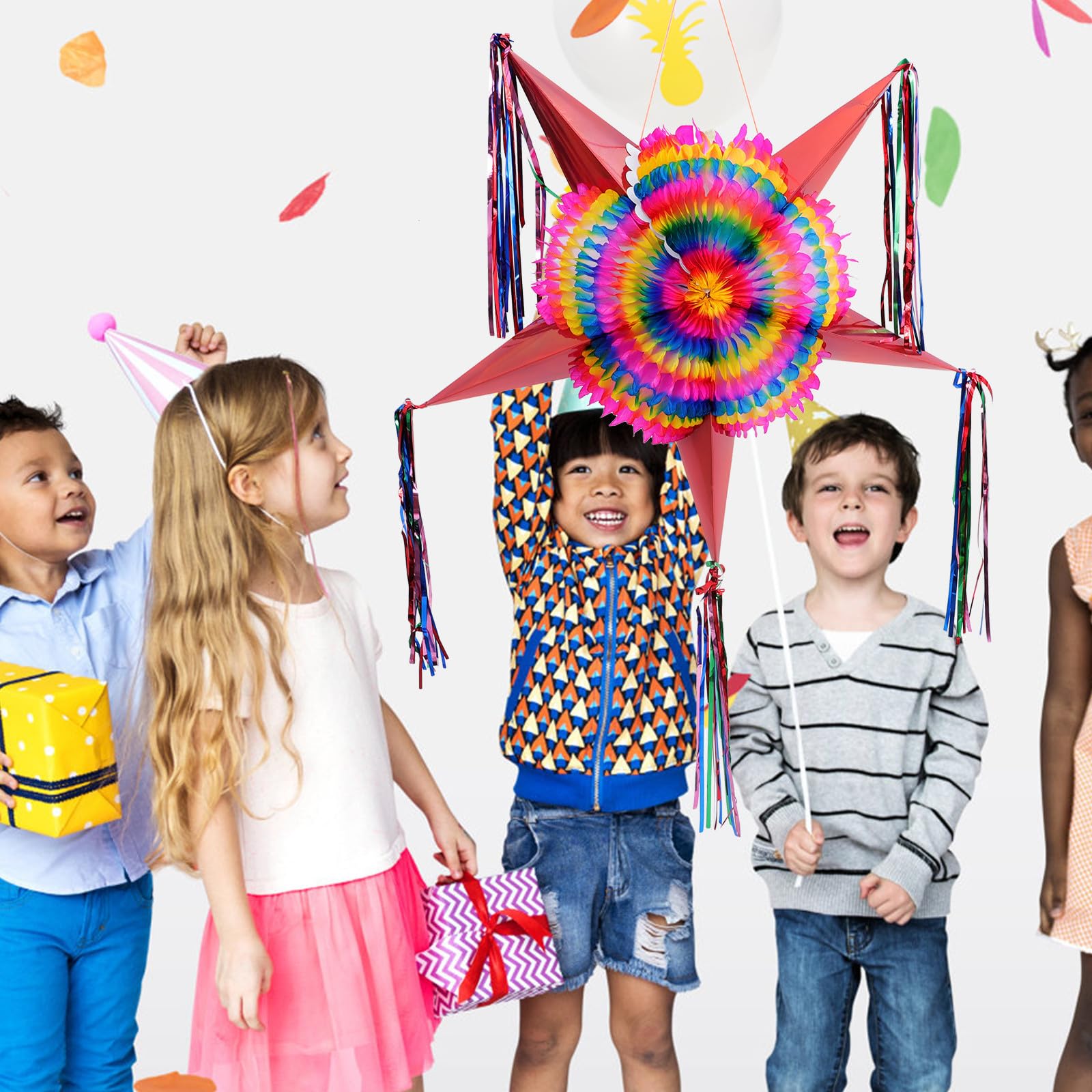 Faltbare Papierstern Piñata als Bunte Party Tischdeko für Kindergeburtstag mit Einzigartigem Stern Design und Lustiger Indoor Event Dekoration