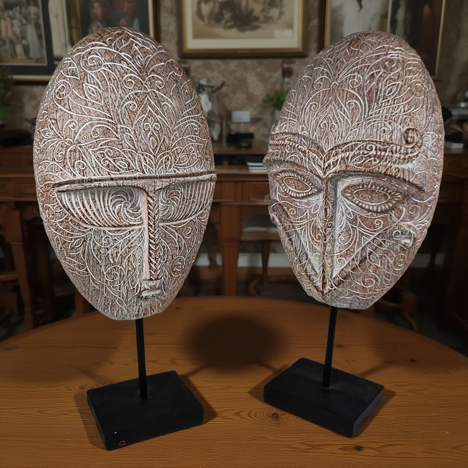 Scultura Astratta A Forma Di Maschera Facciale Su Piedistallo, Statua Artistica Con Ritratto Umano Materico Per L'arredamento Di Casa, Statuetta Moderna Da Esposizione Per Consolle(B)