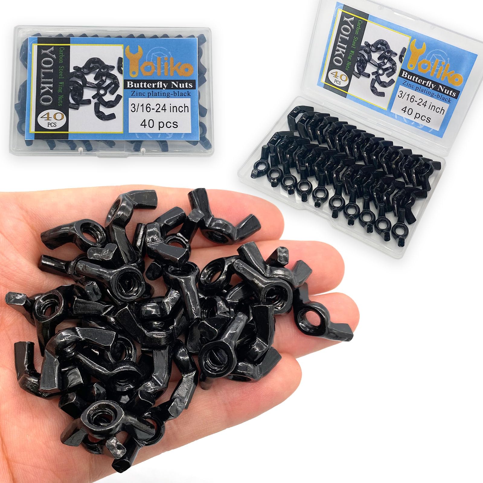 Black Wing Nuts - 26 Pcs Carbon Steel Hardware -8 Black Wing Nuts - 26 Pcs Carbon Steel Hardware -8