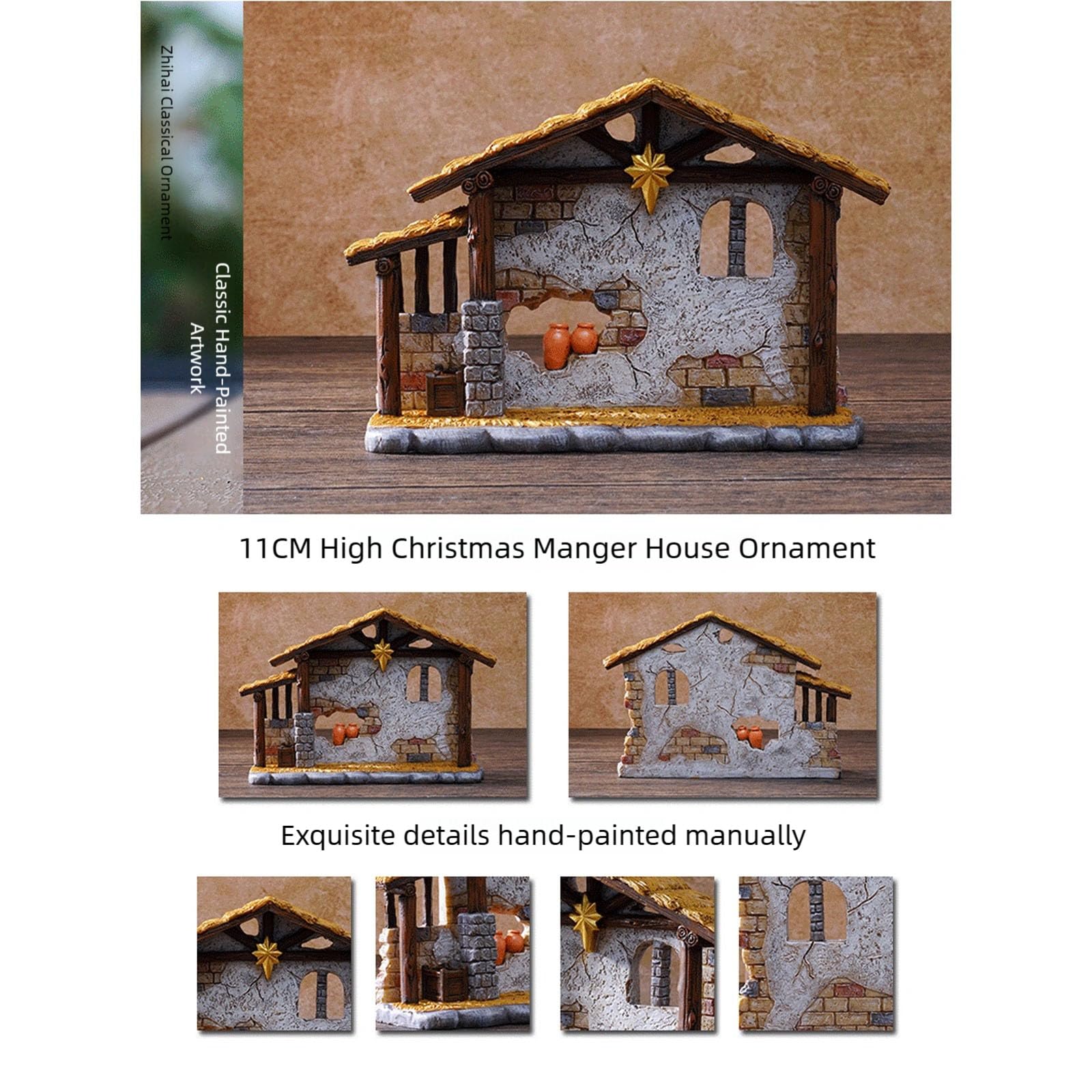 Cabaña religiosa en miniatura personalizable de 11 cm para decoración del hogar, pequeñas religiosas para el hogar