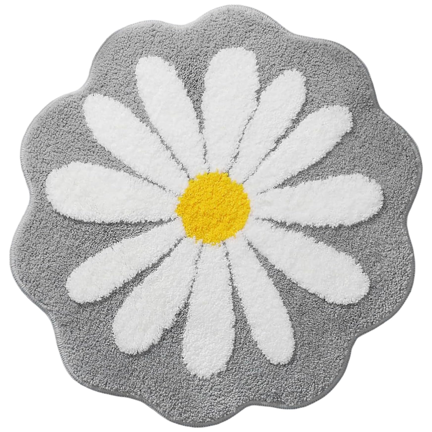 Tapis de salle de bain anti-glisse et absorbant gris motif fleur