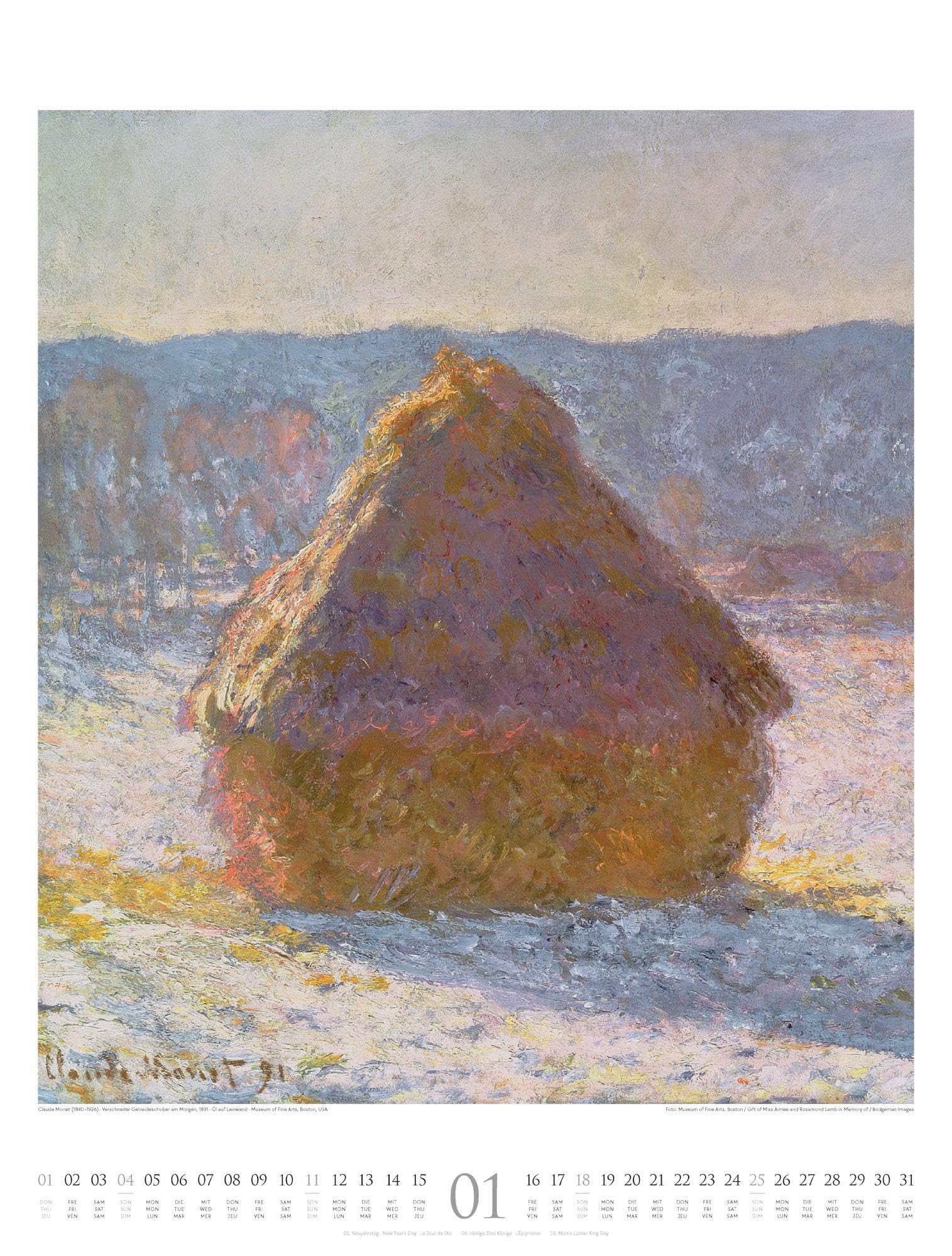 Claude Monet Kalender 2026 | Wasser und Licht | Stilvoller Kunst-Kalender im großen Hochformat (50x66 cm) | Impressionismus