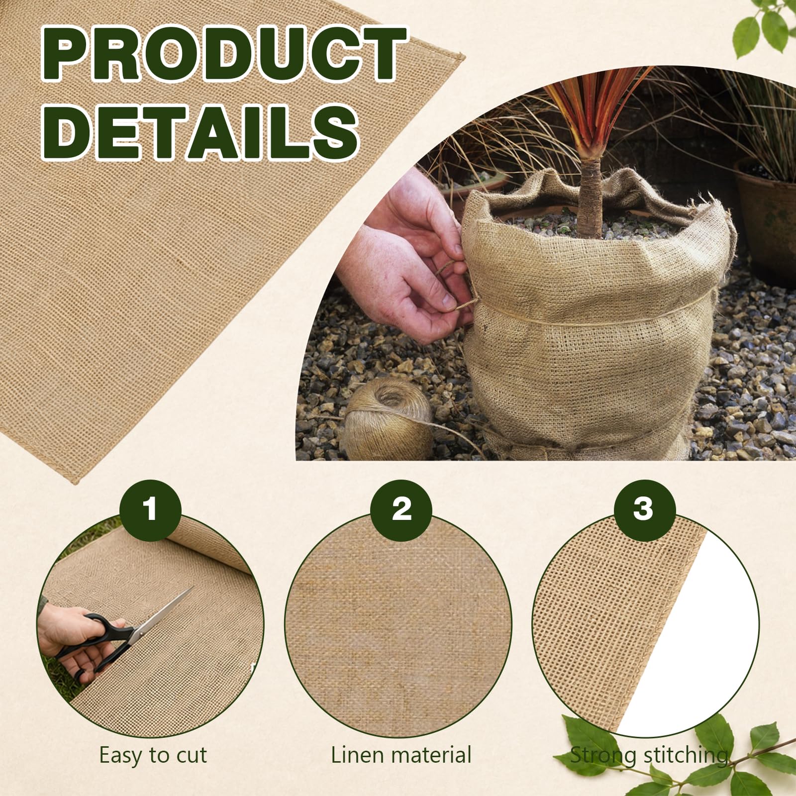 Protezione invernale per piante, 10 m x 50 cm, tessuto di iuta 350 g/m², decorazione per la casa e il giardino, nastro di iuta per piante, protezione invernale