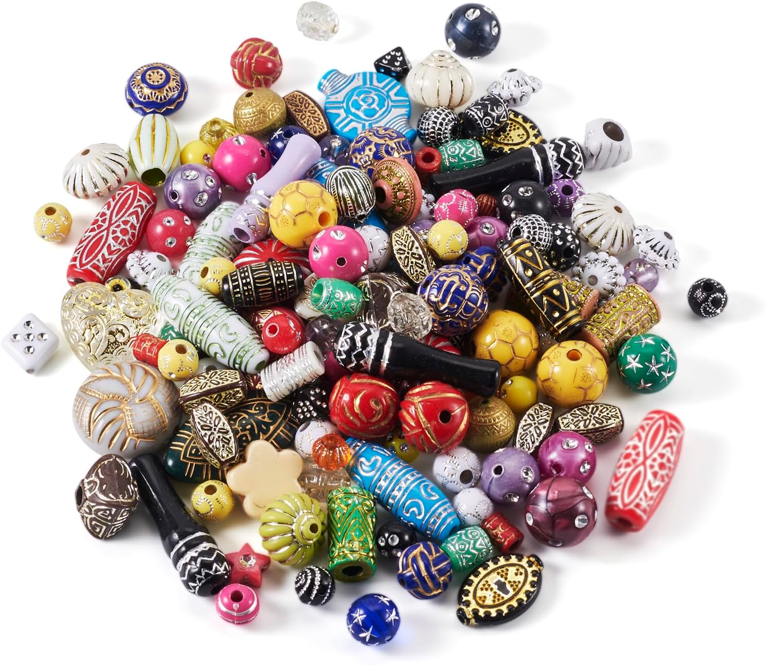 Cheriswelry Assorted Acrylic Beads for Bracelet Opaque Heart Flower Beads Colorful Metal Enlaced Aesthetic Beads Spacers for Jewelry Making Necklace Earring Keychain (100G) - Image 7