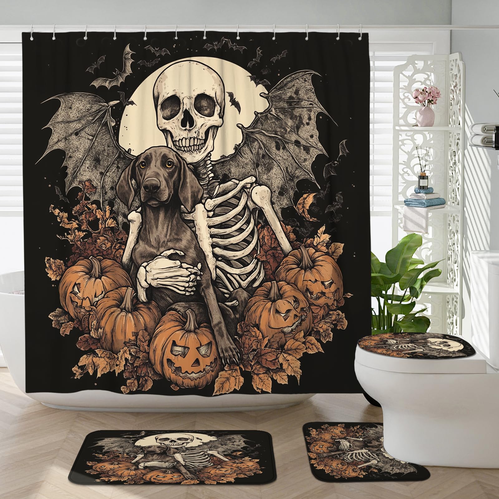 Tapis en forme de U et accessoires de bain Halloween pour éviter les glissades avec style