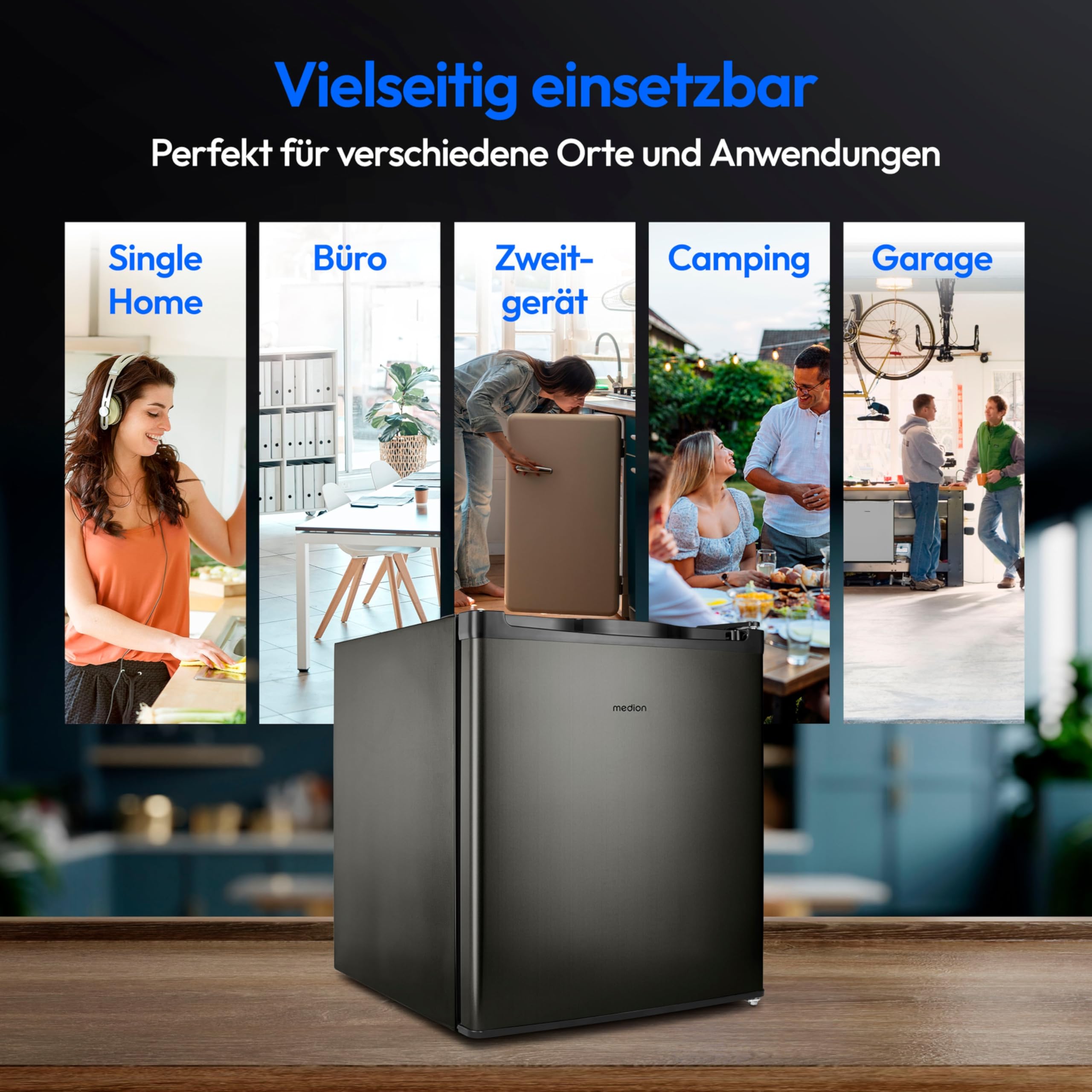 MEDION Mini Gefrierschrank 33 Liter 51cm 4 Sterne MD37675 grau